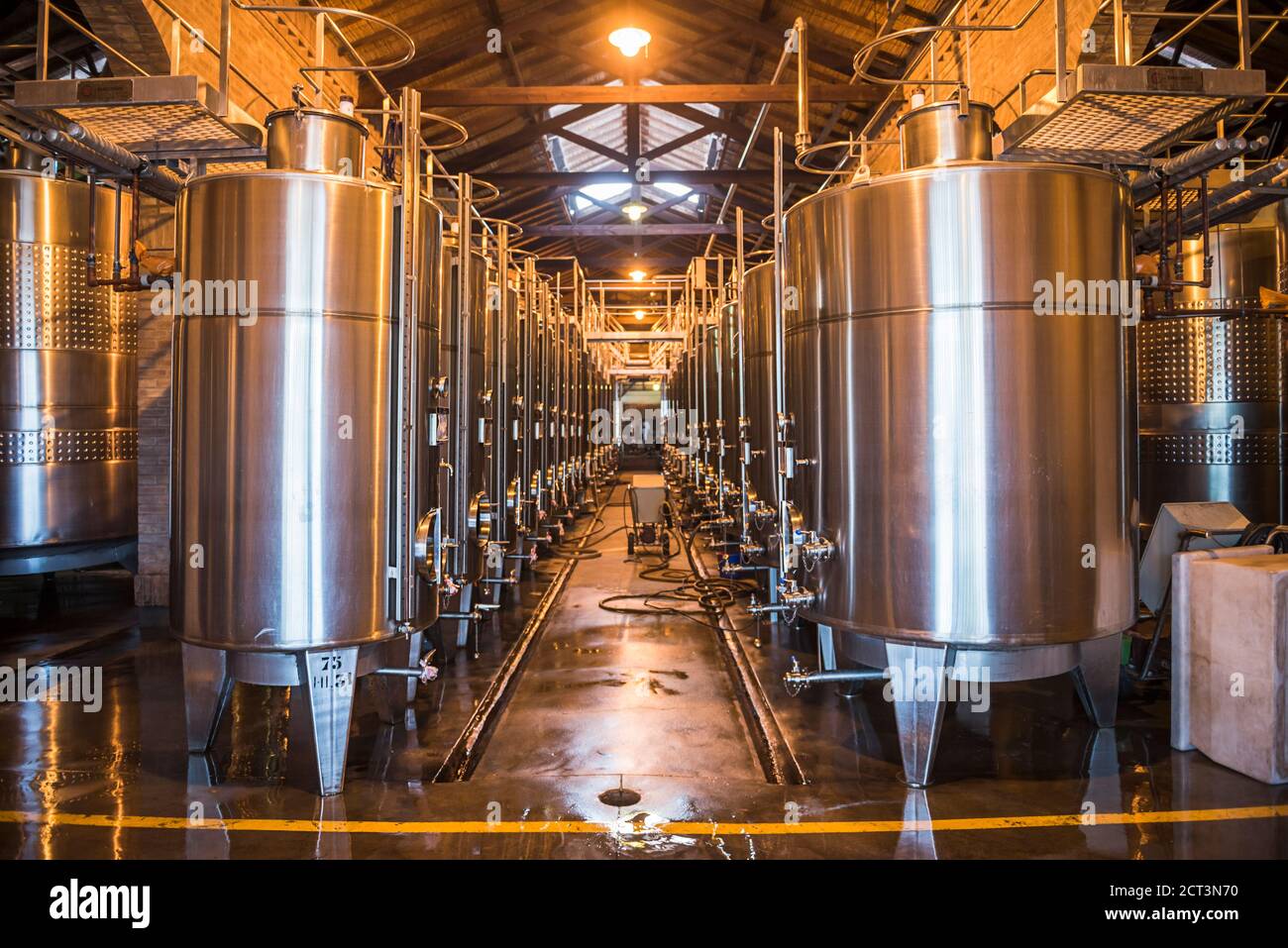 Wine fermentation tanks for use in teh wine making process at a