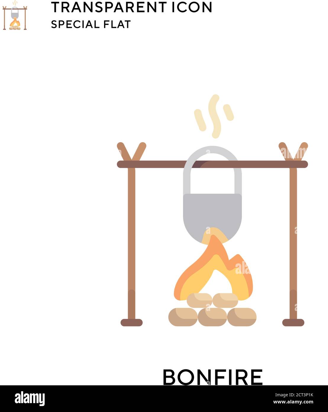 Bonfire vector icon. Flat style illustration. EPS 10 vector Stock ...