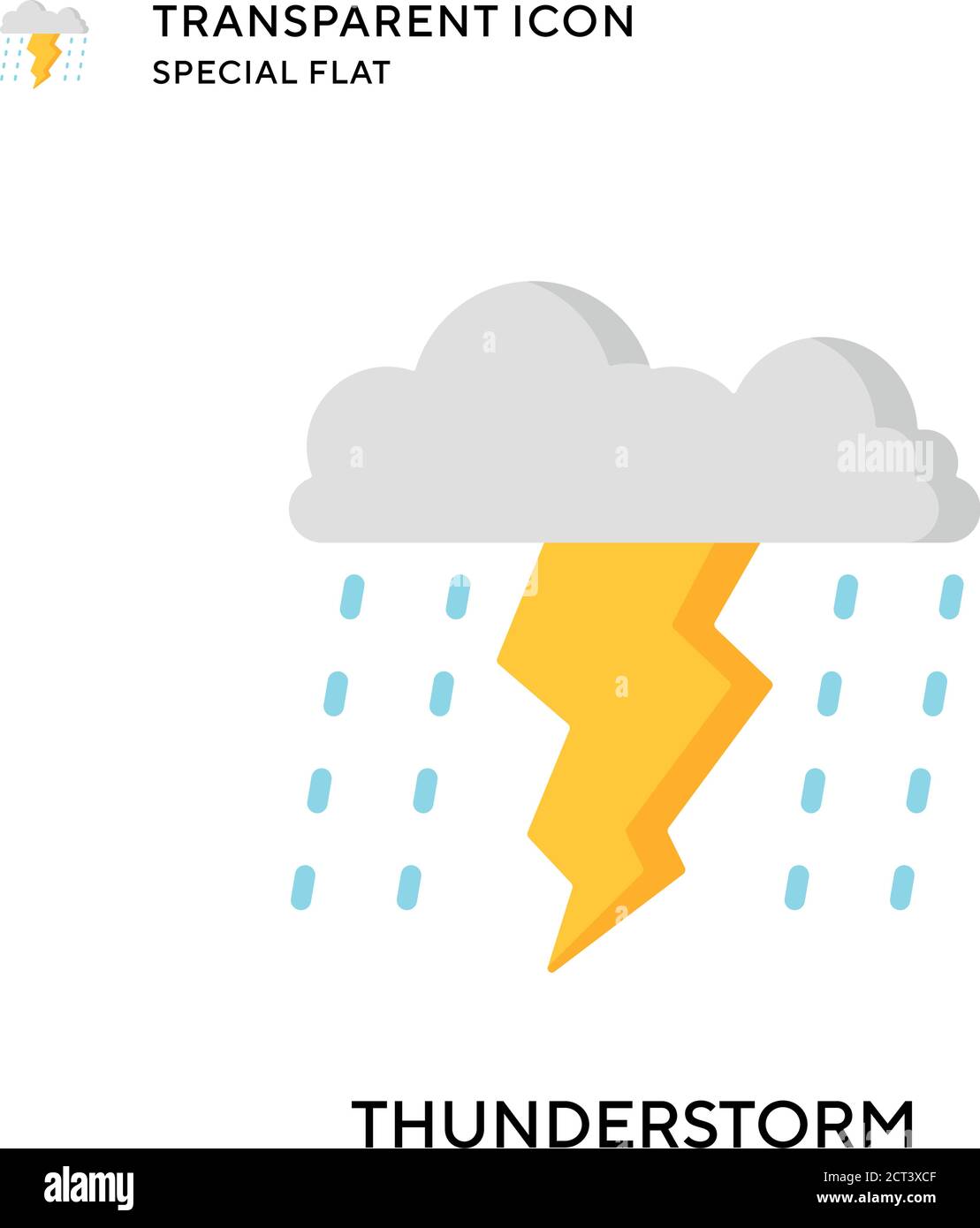 Thunderstorm vector icon. Flat style illustration. EPS 10 vector. Stock Vector