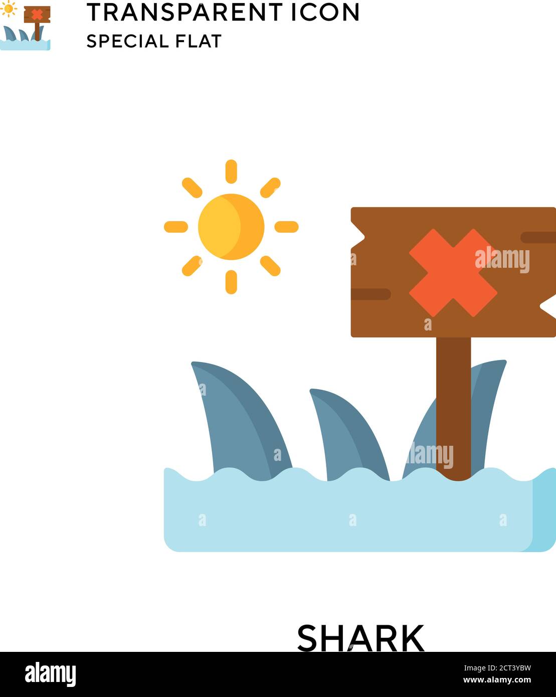 Shark vector icon. Flat style illustration. EPS 10 vector. Stock Vector