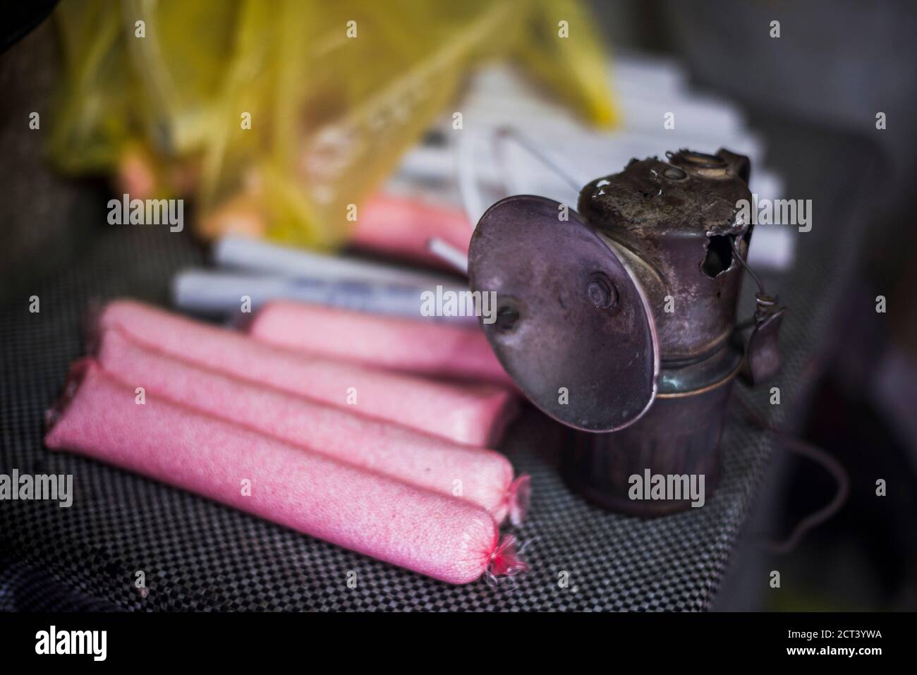 Dynamite for sale in market at Potosi silver mines, Department of Potosi, Bolivia, South America Stock Photo