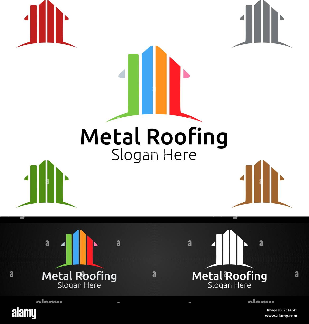 Metal Roofing Logo for Shingles Roof Real Estate or Handyman Architecture Design Stock Vector