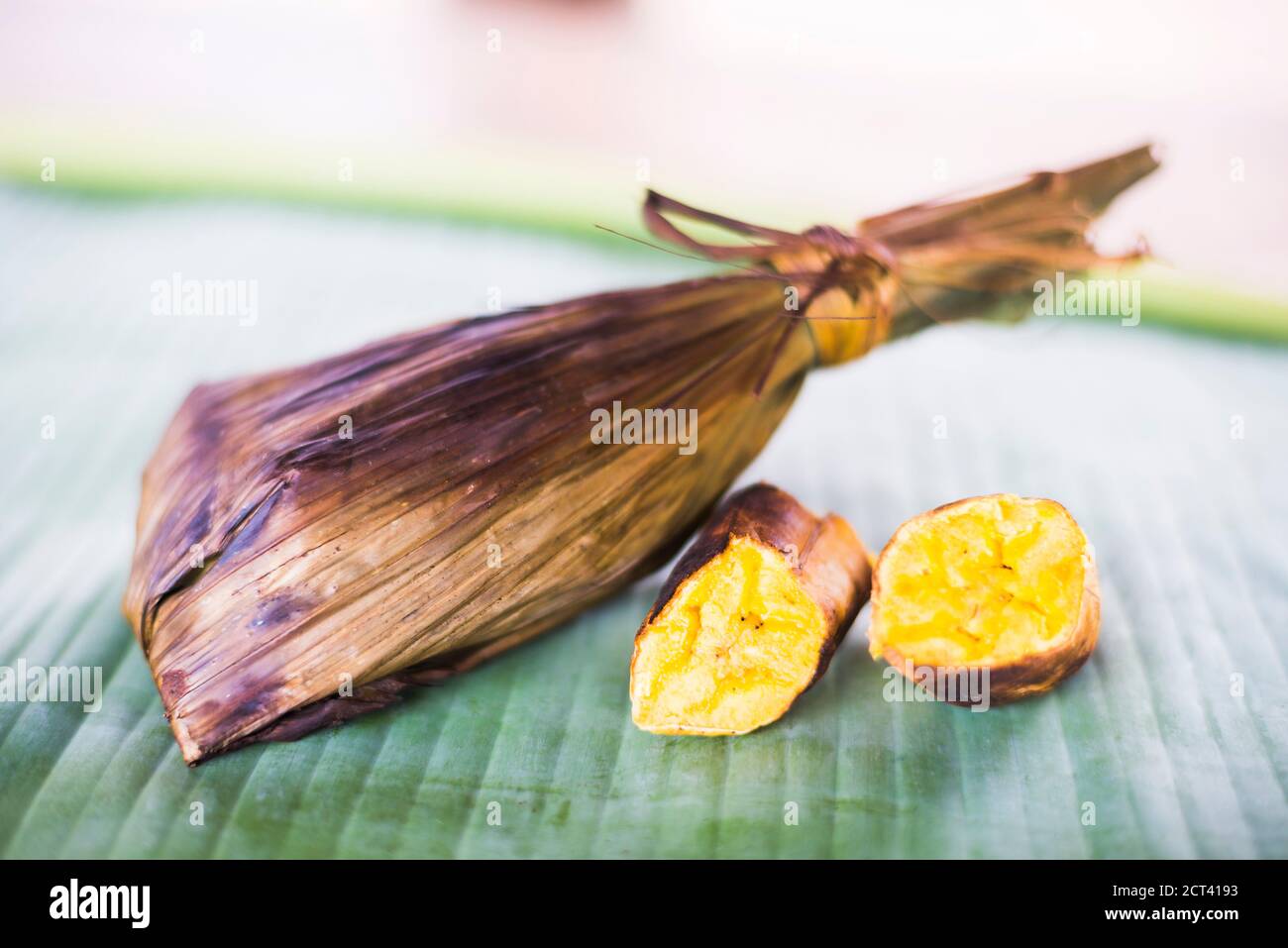 Traditional dish of fish wrapped in banana leaves, Amazon Rainforest, Coca,  Ecuador, South America Stock Photo - Alamy