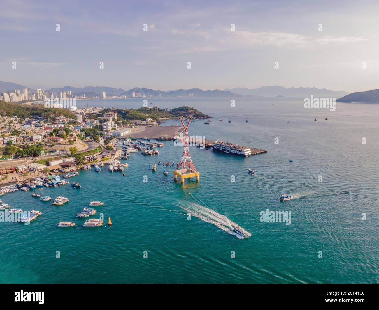 the-cable-car-at-nha-trang-beach-aerial-view-from-drone-stock-photo