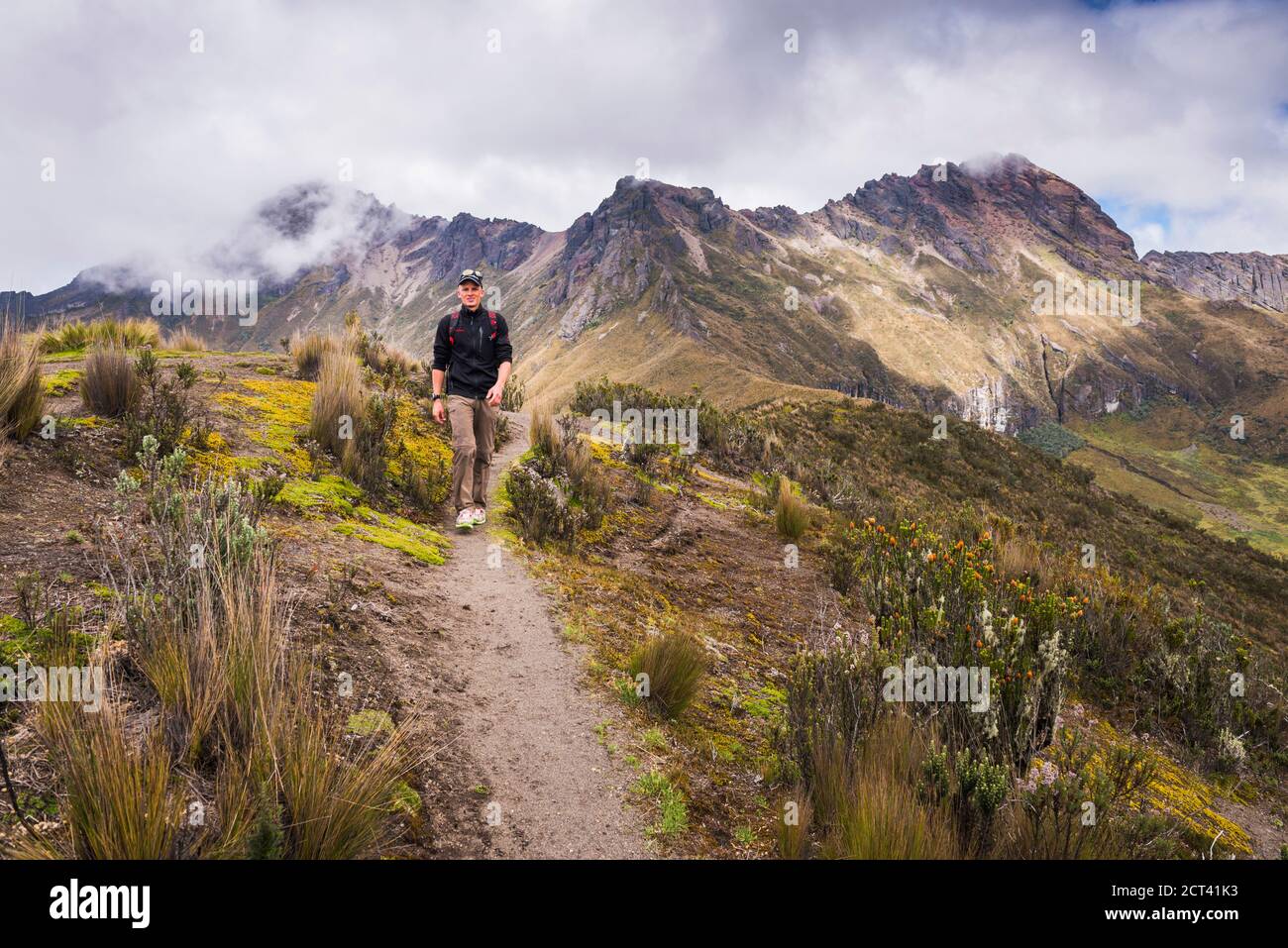 Climber climbing Ruminahui Volcano, Cotopaxi National Park, Avenue of ...