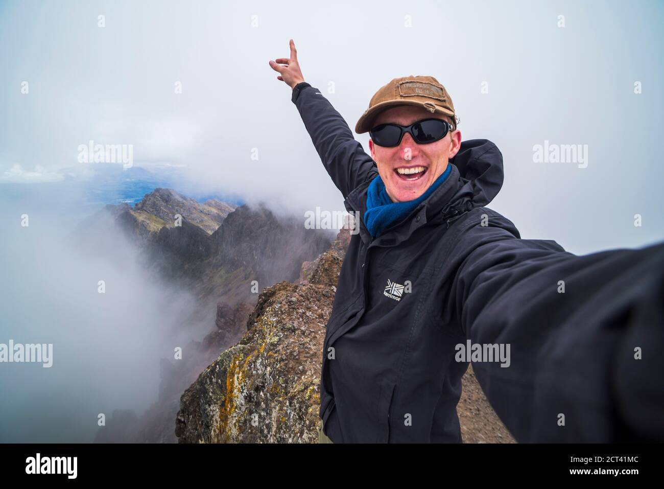 Climber on Ruminahui Volcano summit, Cotopaxi National Park, Avenue of ...