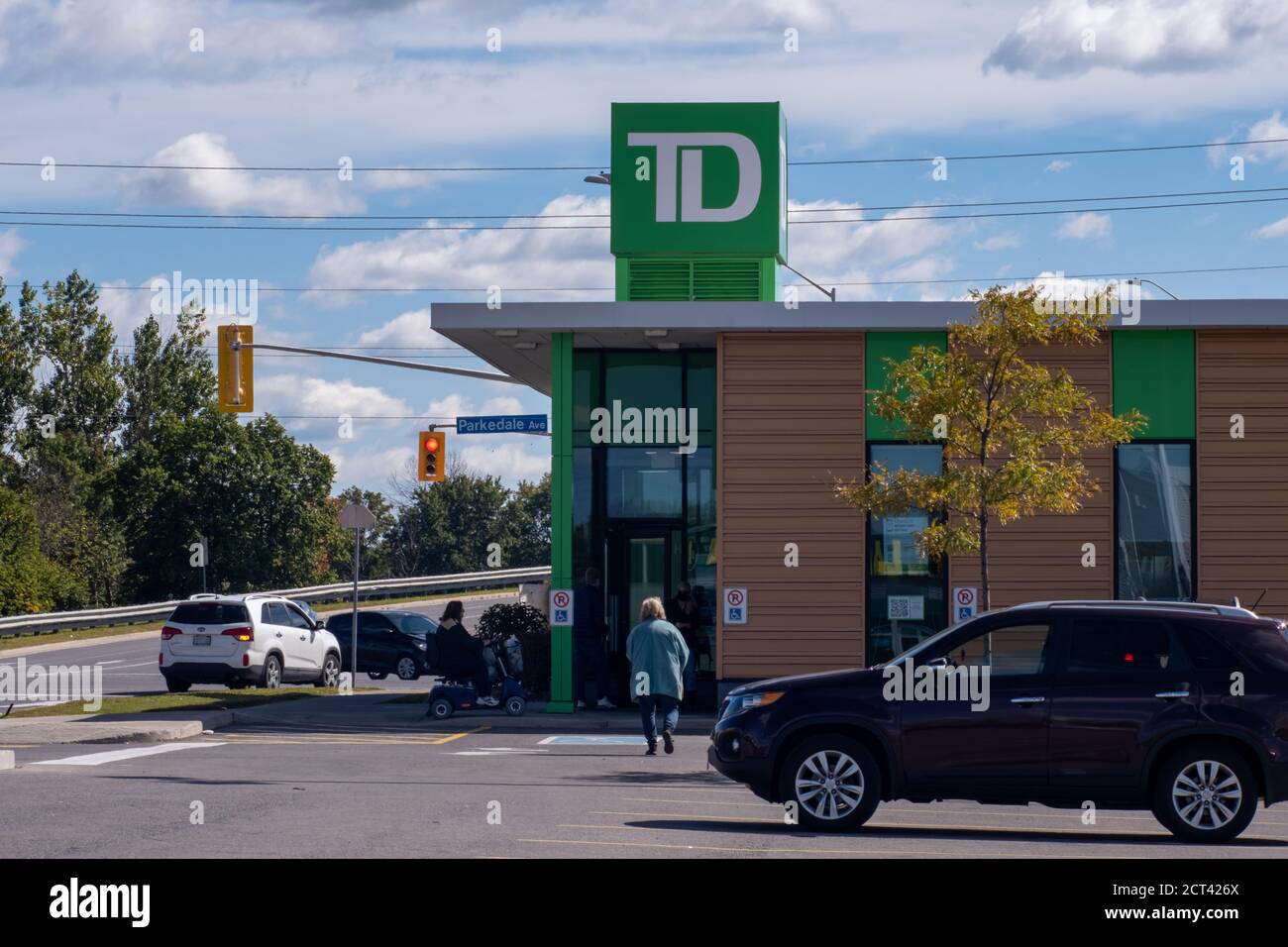 Customers visit a TD Canada Trust branch location on Parkdale Avenue in Brockville, Ontario, Canada. Stock Photo