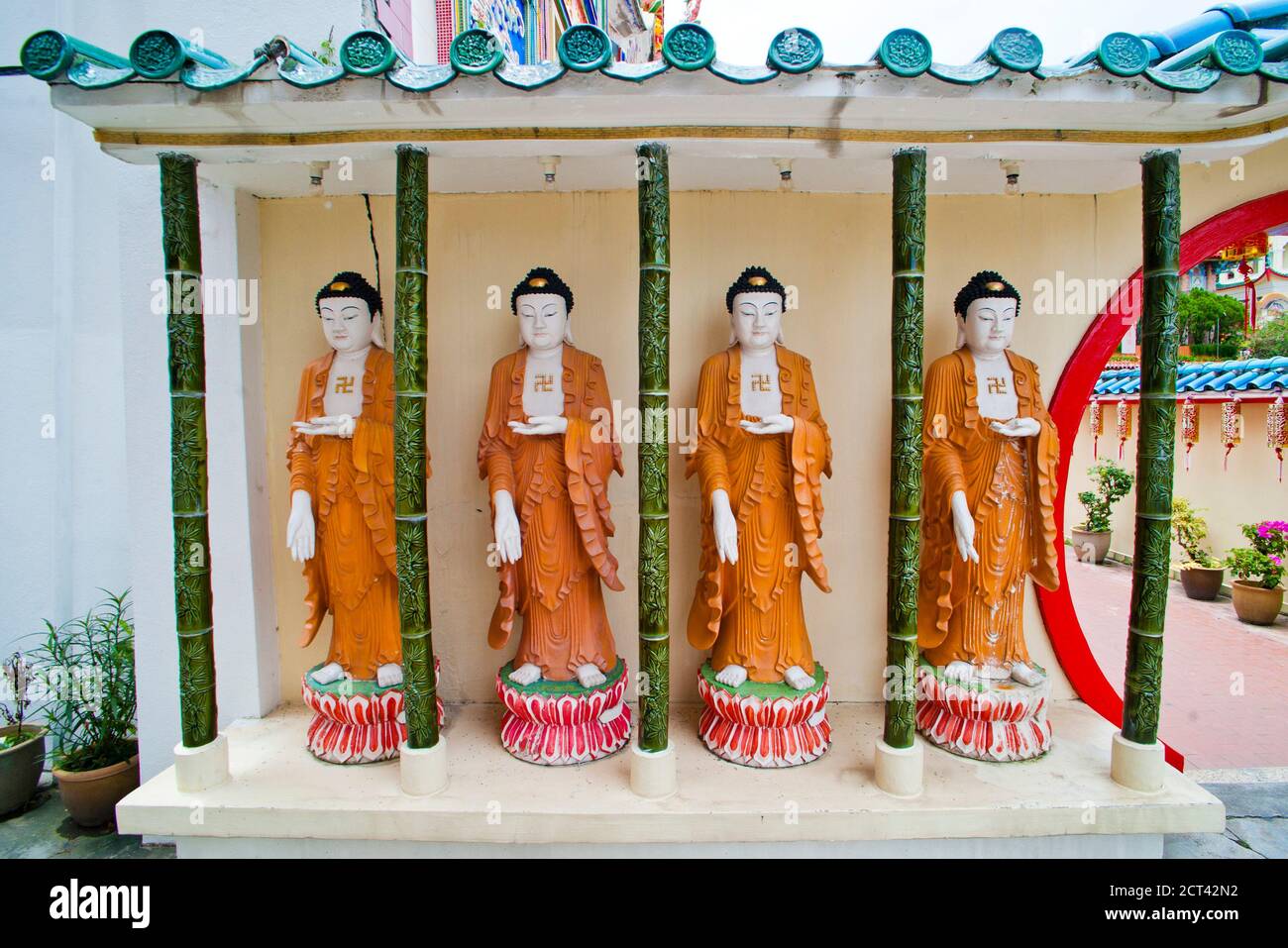 Buddhist Statues at Kek Lok Si Temple, Penang, Malaysia, Southeast Asia Stock Photo