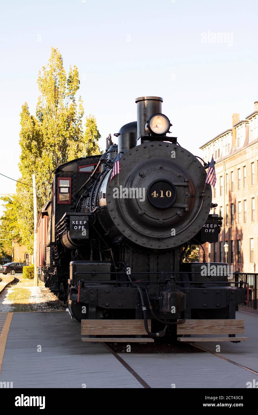 Boston and Maine Railroad steam 410, on display on Dutton Street in downtown Lowell