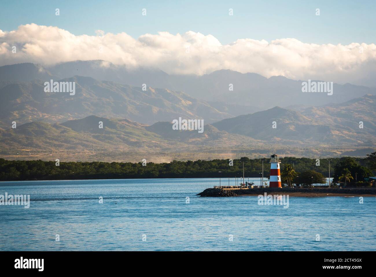 Gulf of Nicoya at sunrise, near Punta Arenas, Costa Rica, Central America Stock Photo