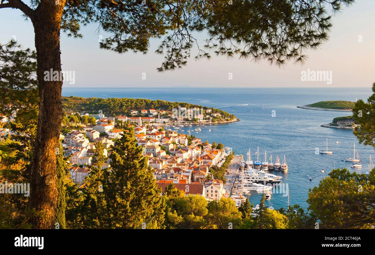Photo of Hvar Town at sunset, Hvar Island, Croatia Stock Photo - Alamy