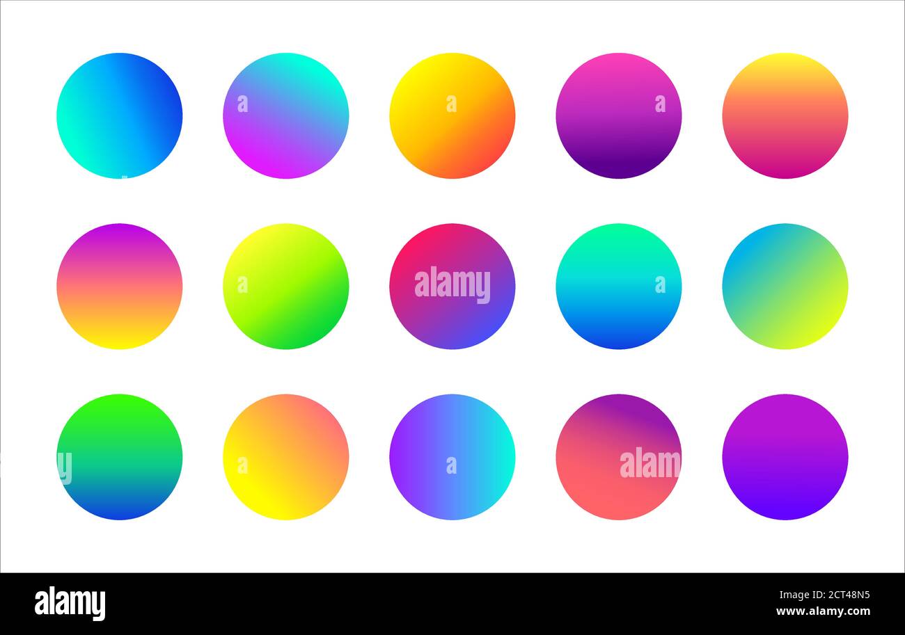 Circle colorful gradient vector icons. Abstract minimal round backgrounds for social media stories highlights Stock Vector