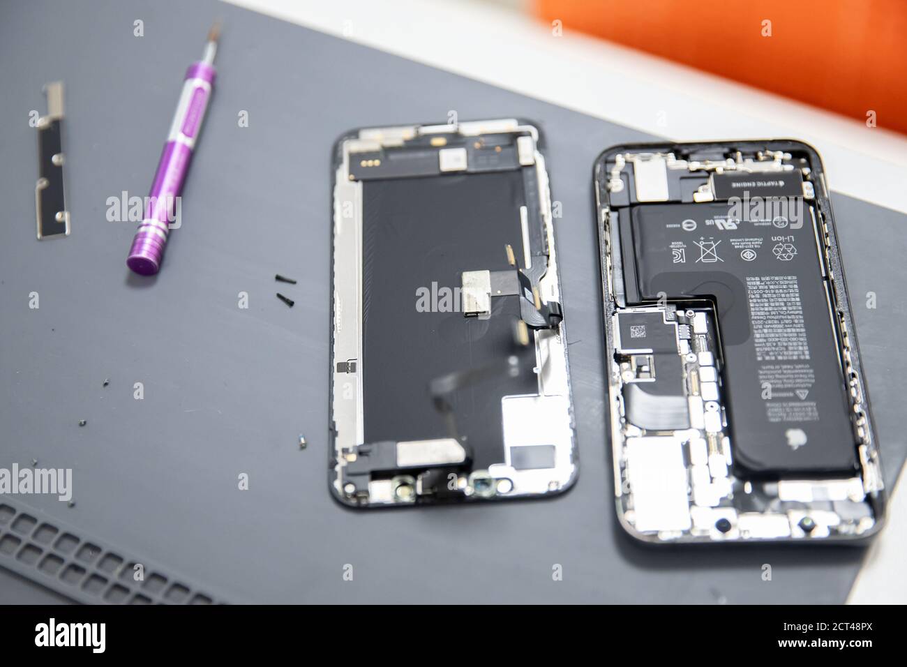 RUSSIA July 27, 2020 Repair iPhone apple broken phone screen and