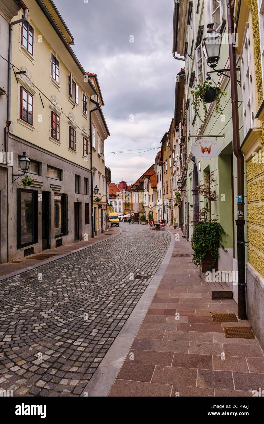 Ljubljana. Gornji Trg, a cobbled street in Ljubljana Old Town, Slovenia, Europe Stock Photo