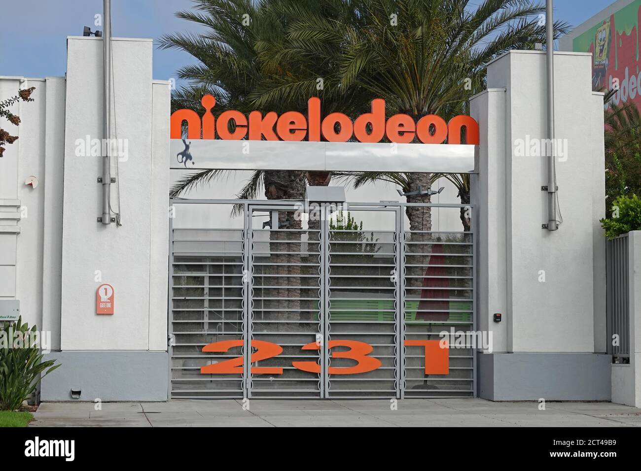 Burbank, CA / USA - Aug. 30, 2020: The front entrance of Nickelodeon Animation Studios is shown during a summer day. For editorial uses only. Stock Photo
