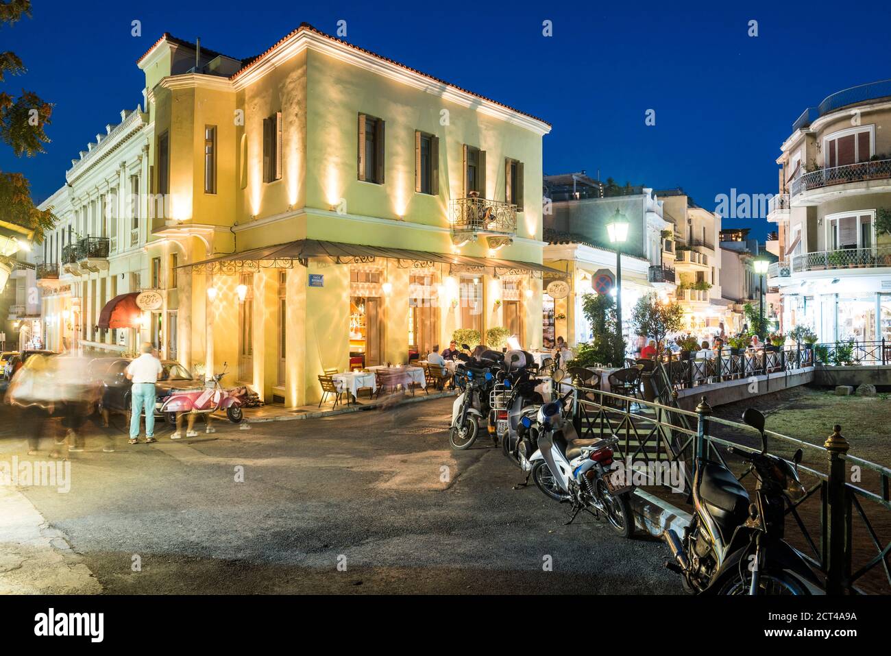 Athens at night, Plaka District, Attica Region, Greece, Europe Stock Photo