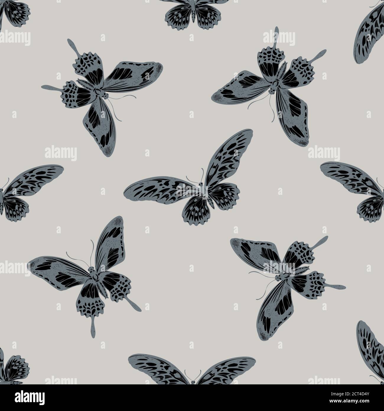 Seamless pattern with hand drawn stylized african giant swallowtail, papilio torquatus Stock Vector
