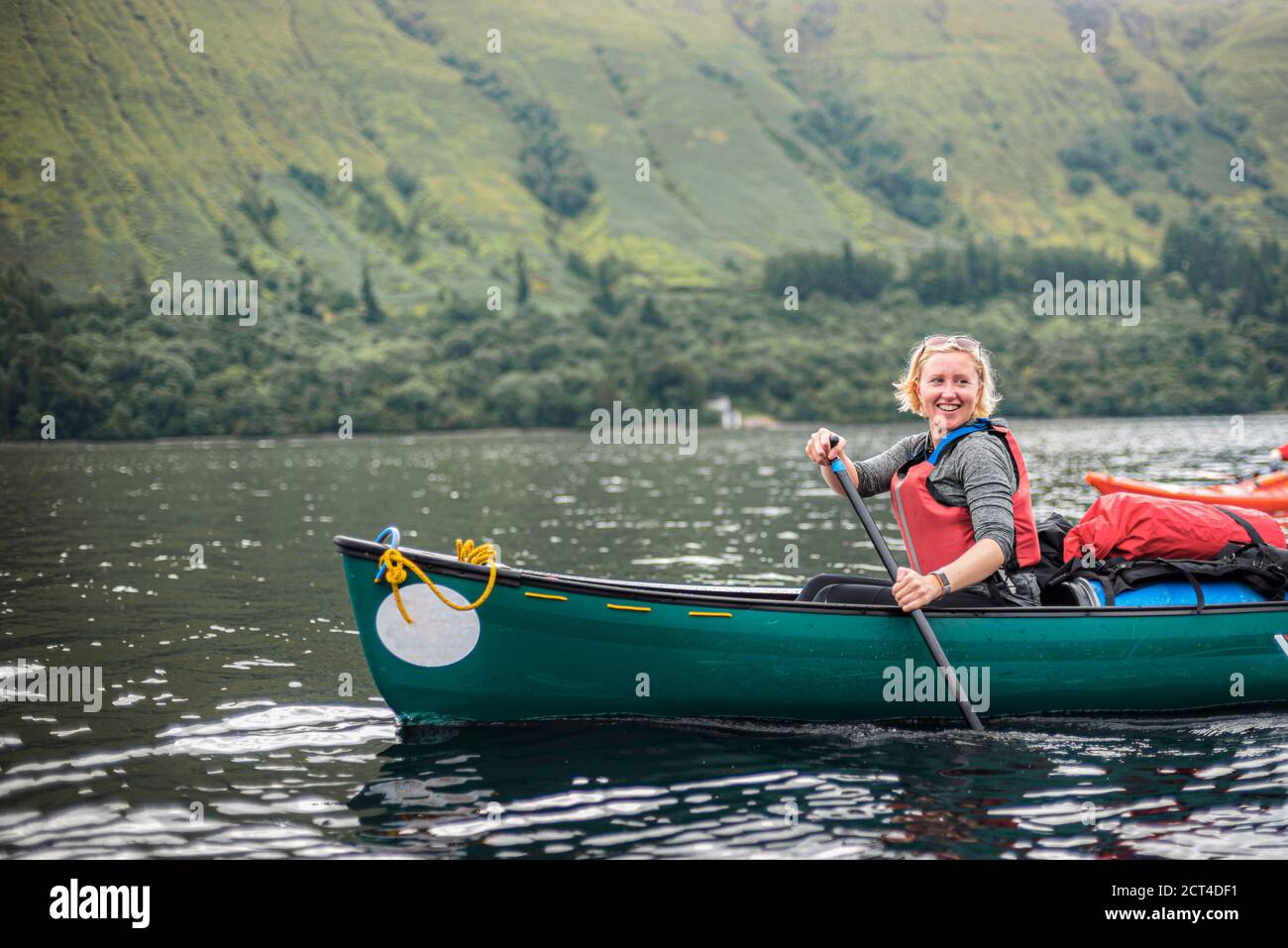 Canoeing Loch Lochy, part of the Caledonian Canal, Fort William, Scottish Highlands, Scotland, United Kingdom, Europe Stock Photo