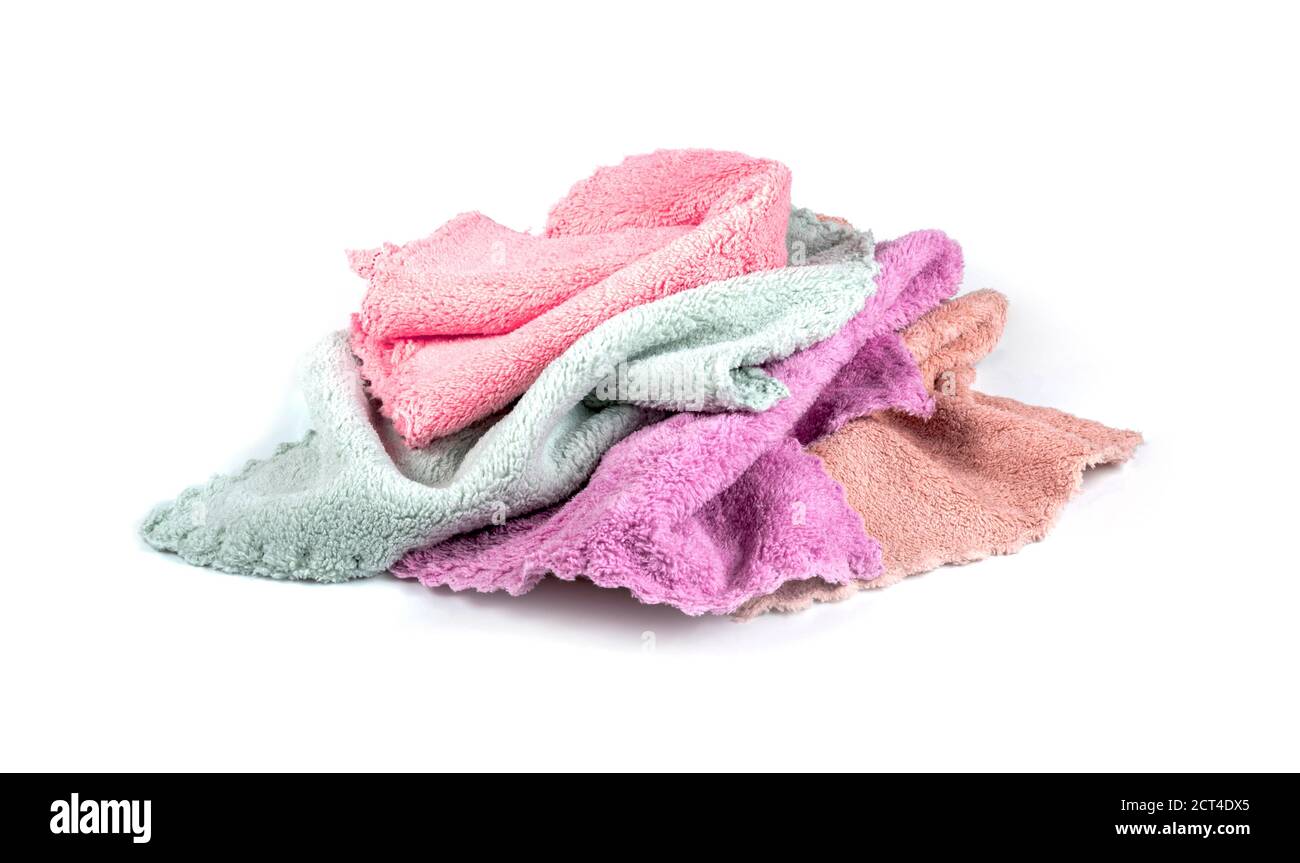 microfiber fabric cleaning cloth isolated on white background Stock Photo