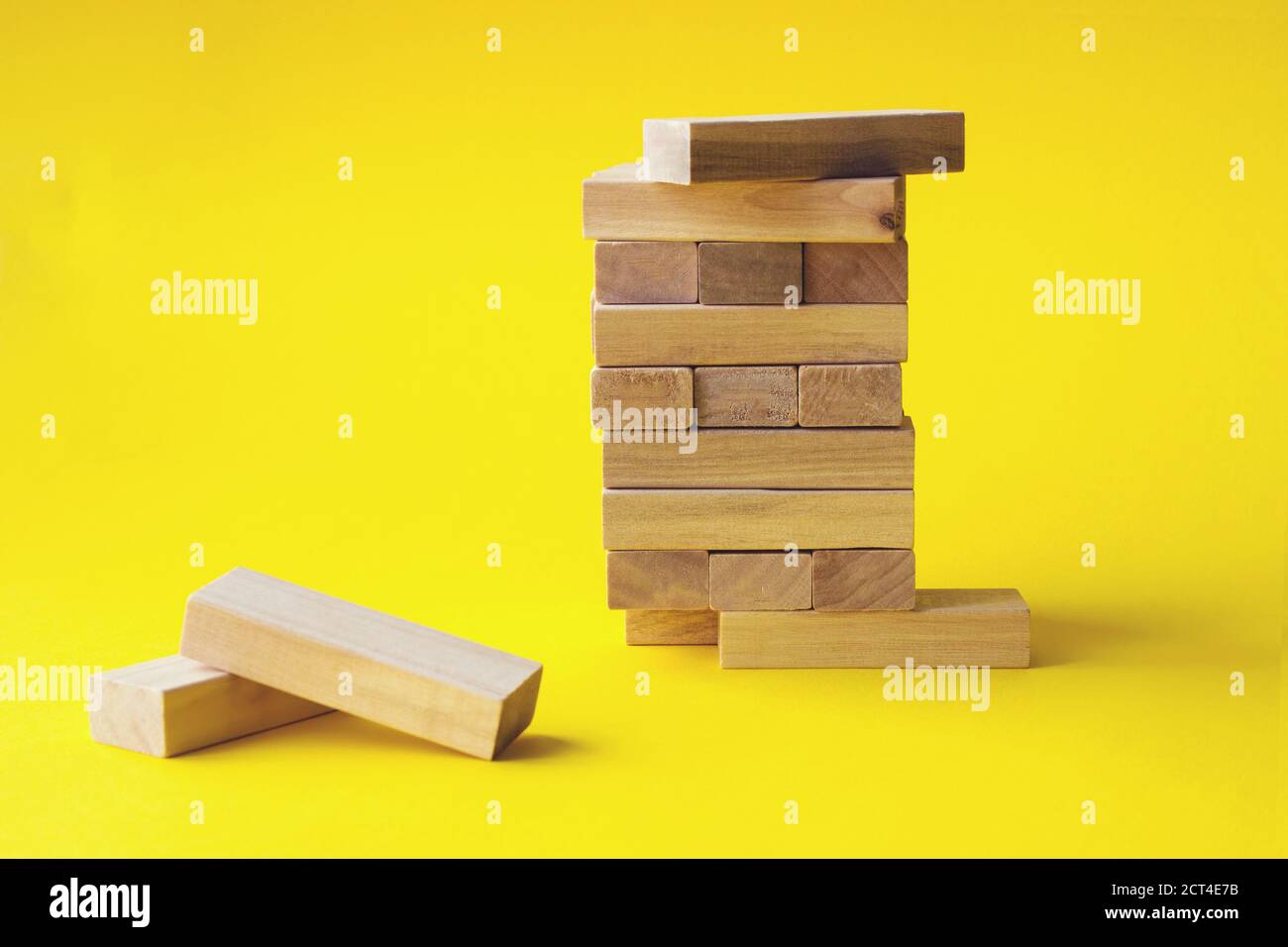 Top of wooden blocks over wooden block ,business and management concept ...