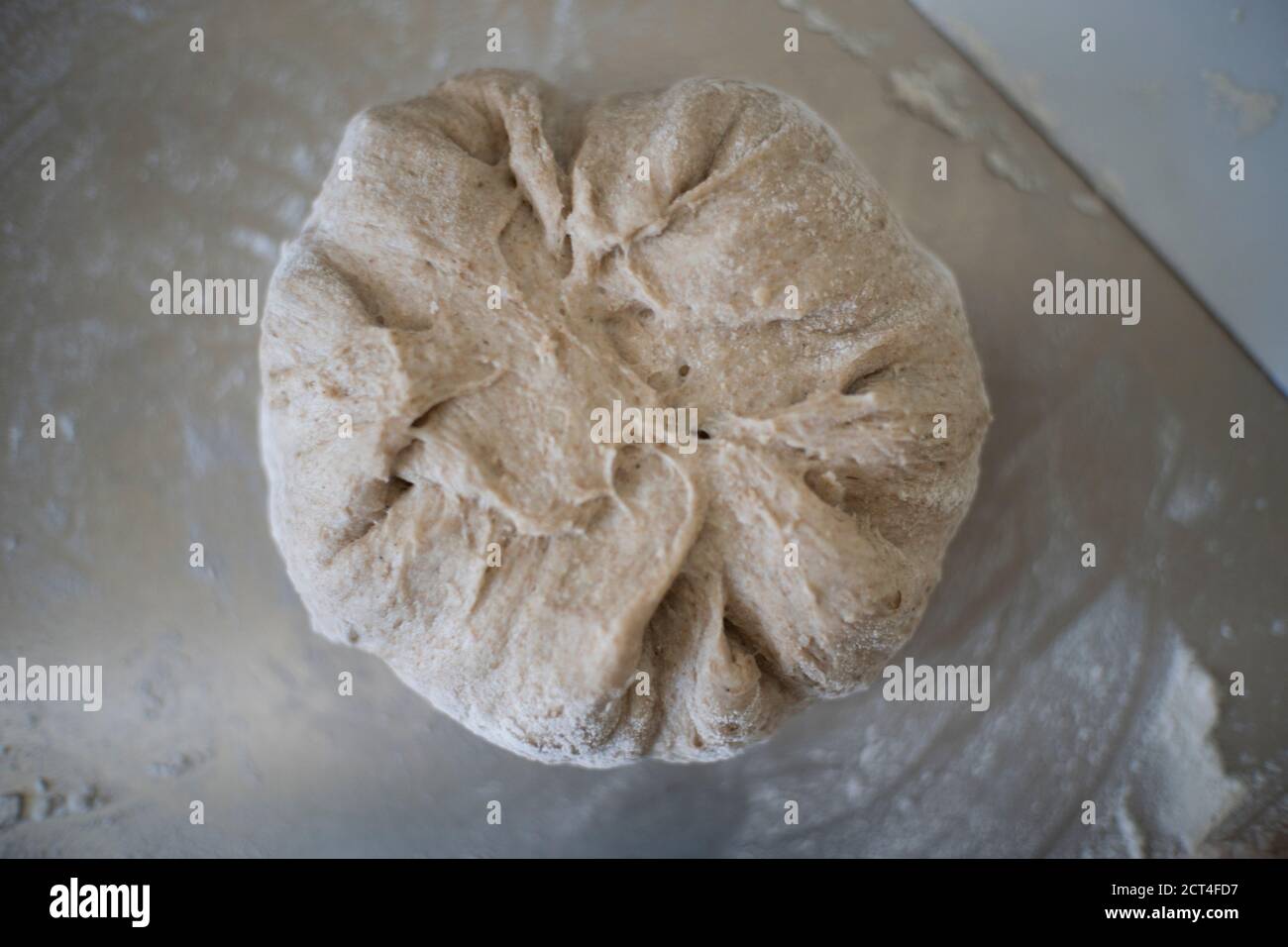 Dough of rye bread, kneaded ready for fermentation Stock Photo - Alamy