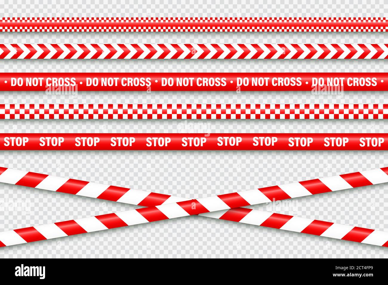 Realistic red barricade tape. Police warning line. Danger or hazard