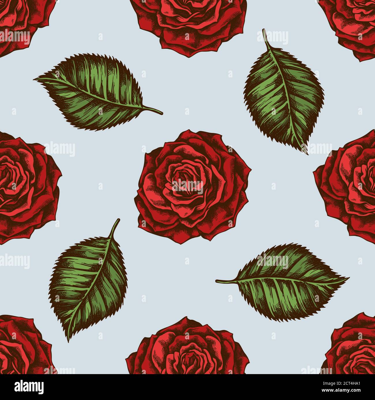 Seamless pattern with hand drawn colored roses Stock Vector Image & Art ...