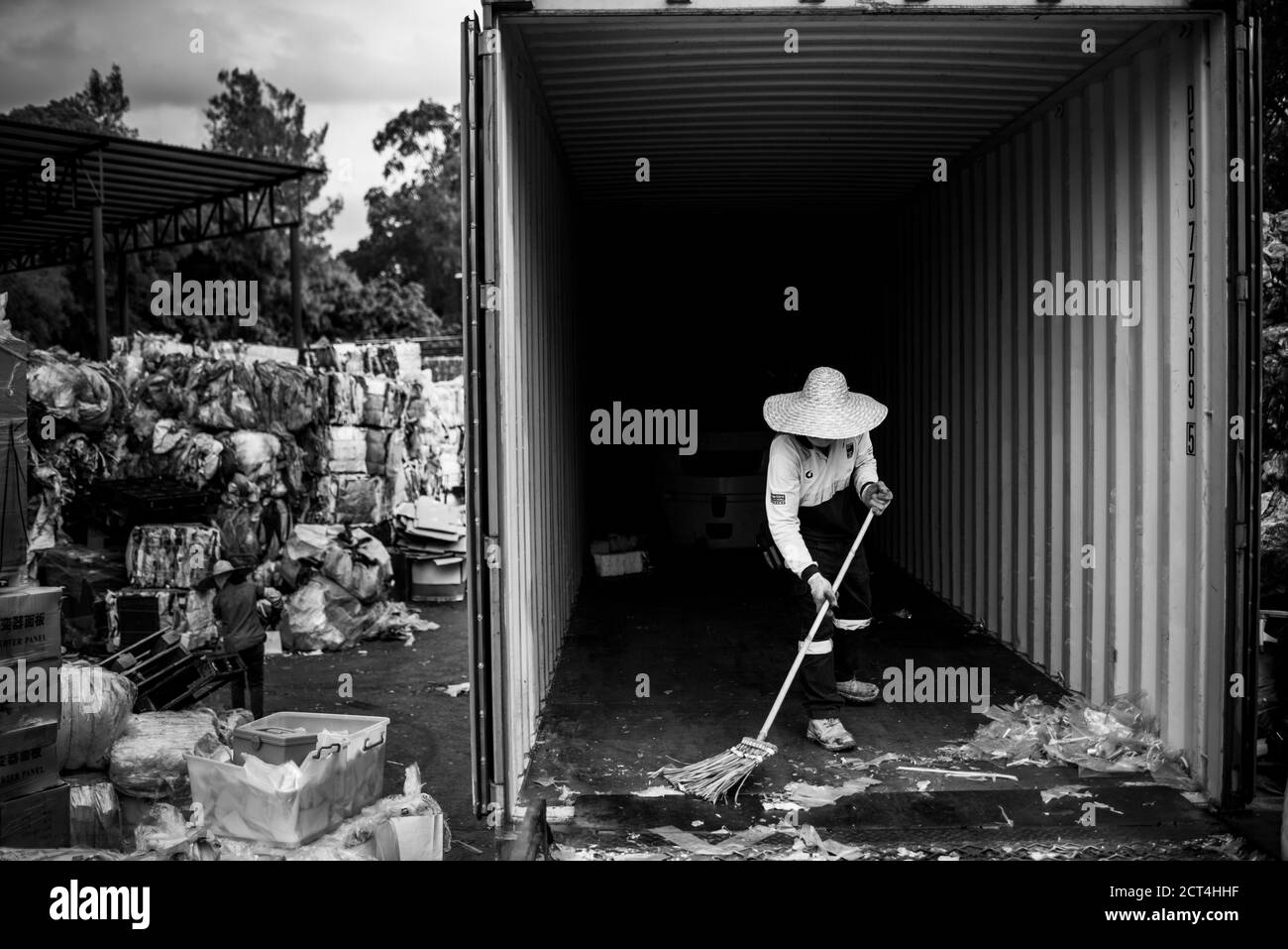Plastic recycling centre, New Territories, Hong Kong, China Stock Photo
