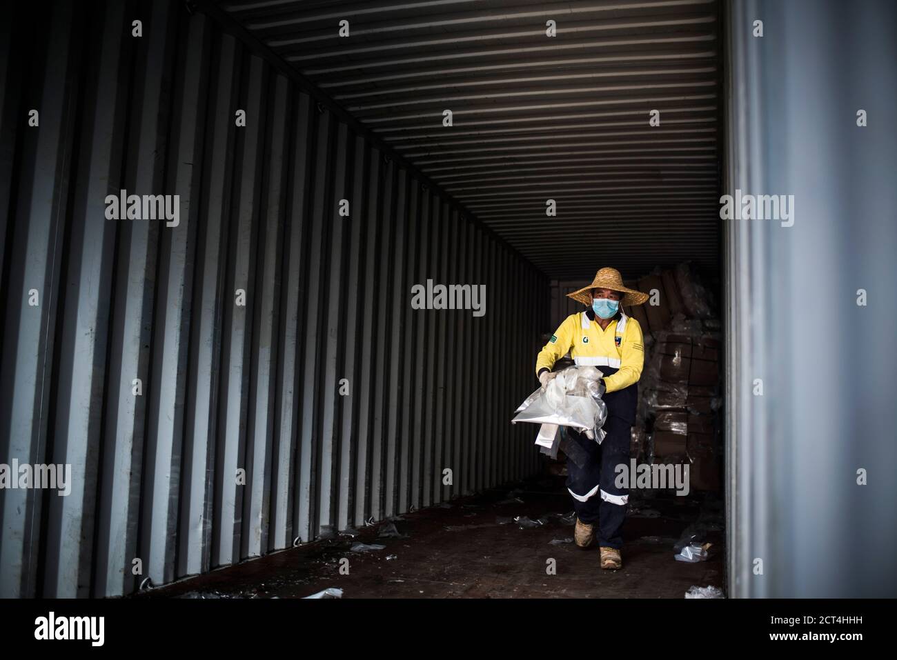 Plastic recycling centre, New Territories, Hong Kong, China Stock Photo