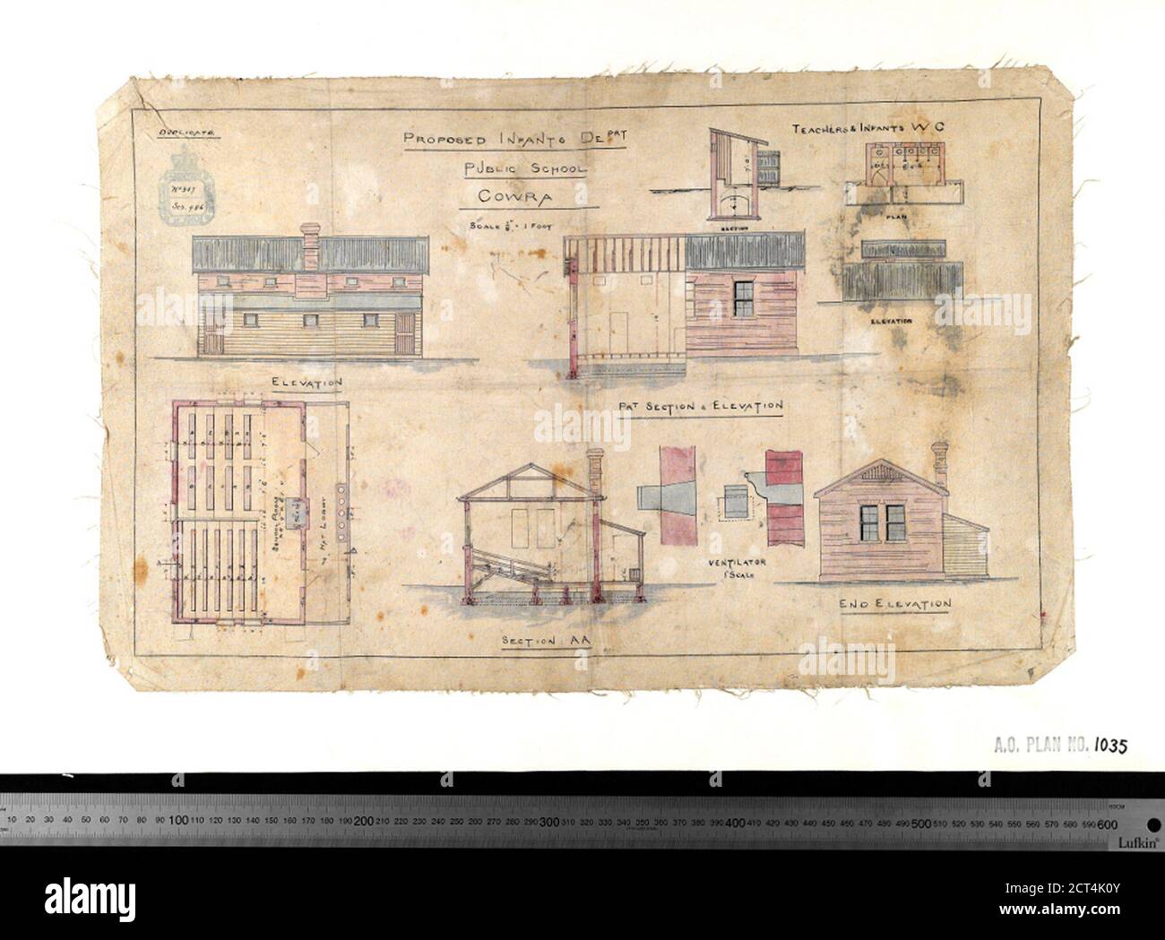 Colonial Architect's Plan, 1886 Stock Photo Alamy