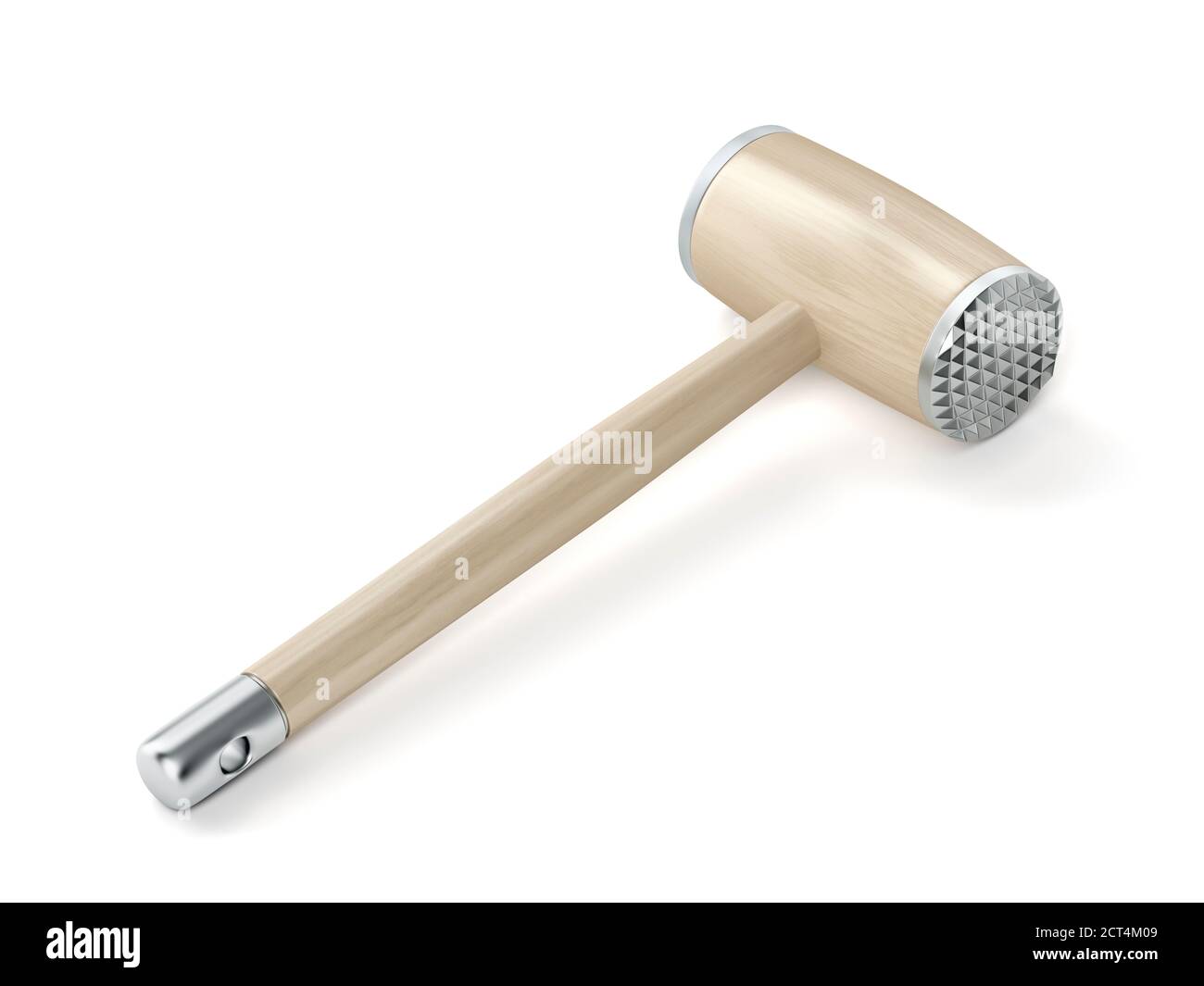 Wooden meat tenderizer on white background Stock Photo