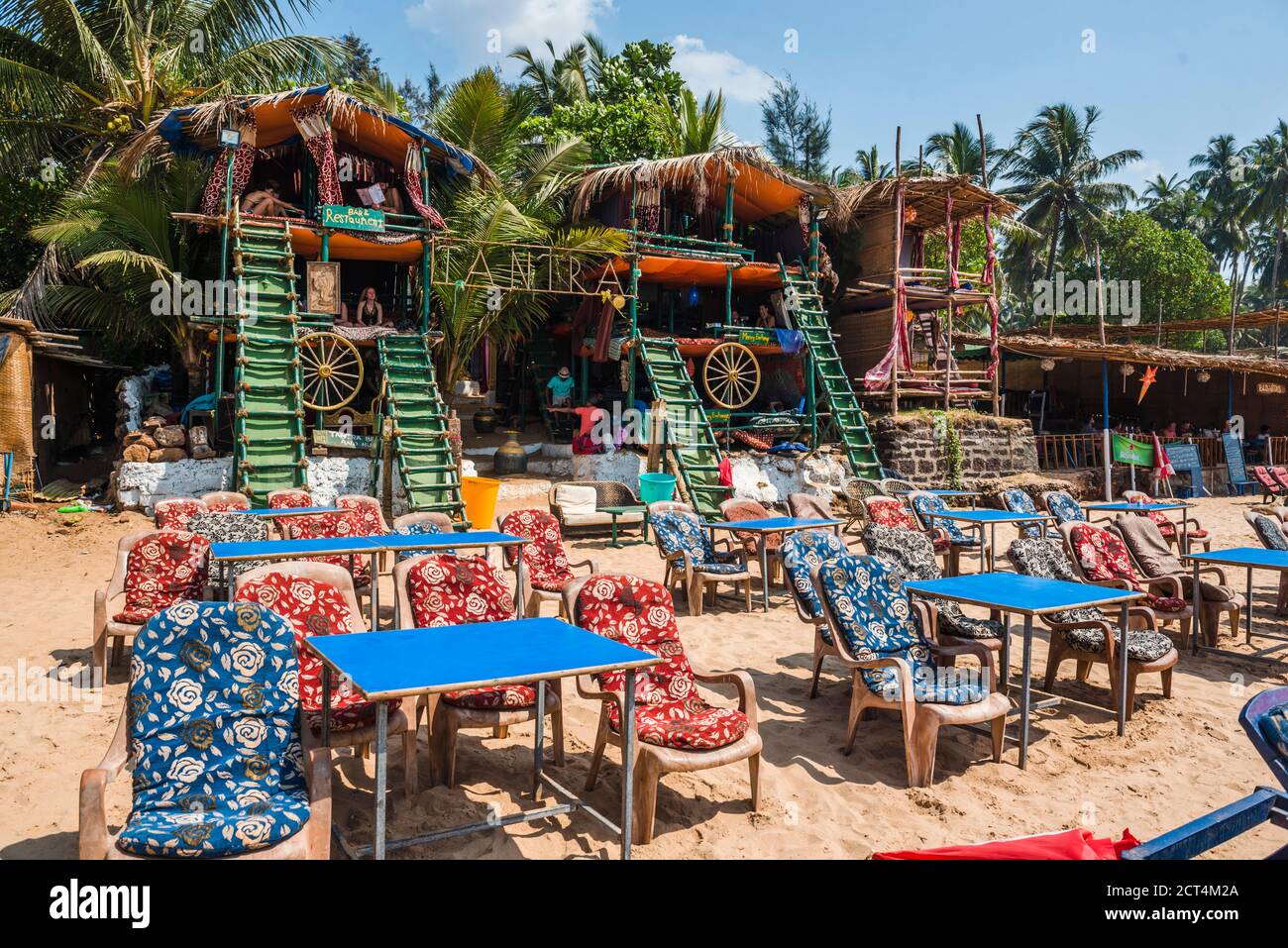 Cafe on Anjuna Beach, Goa, India Stock Photo