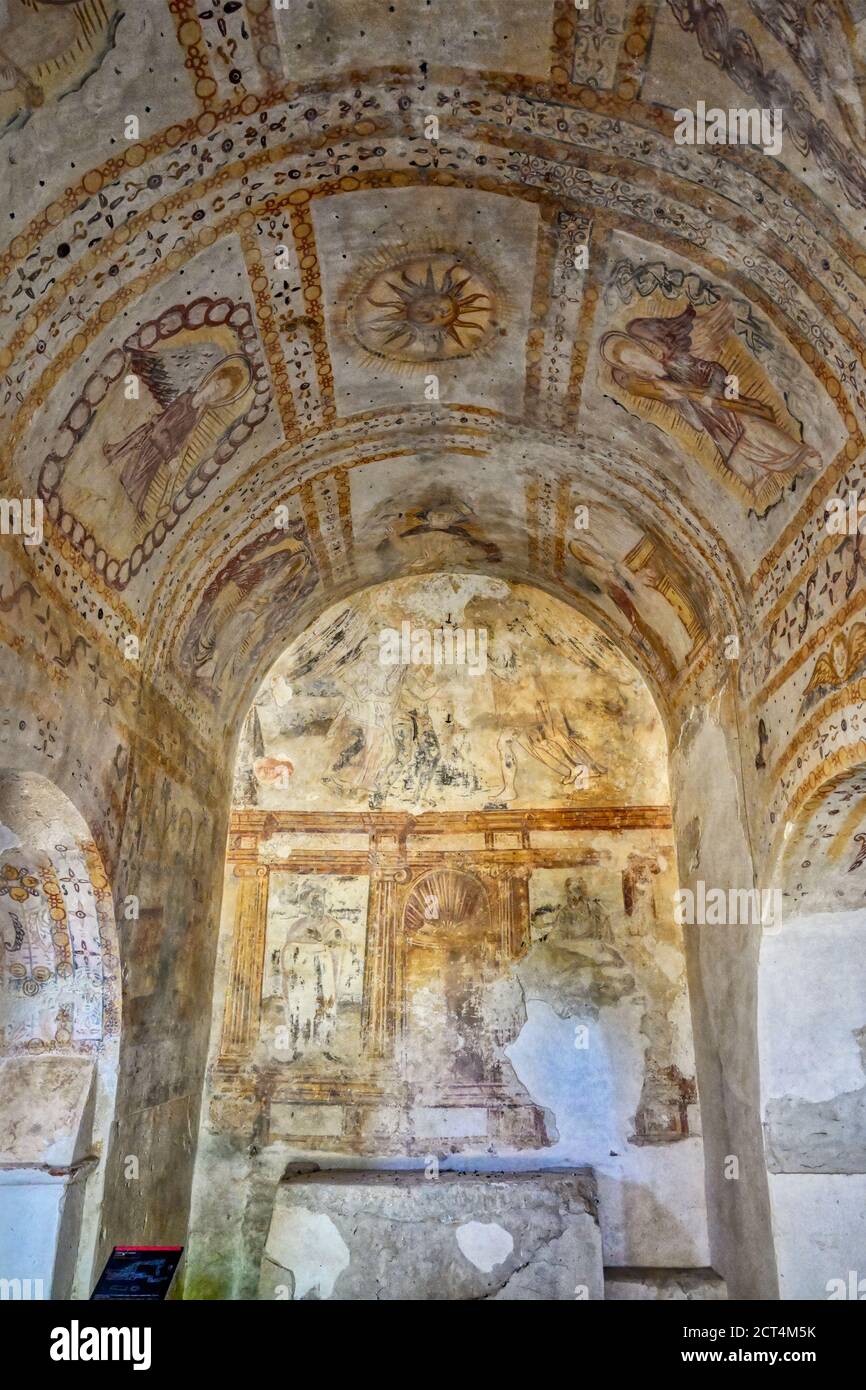 Sao Cucufate roman ruins, Church Frescoes, Former grain stores, Vila de Frades, Vidigueira, Alentejo, Portugal Stock Photo