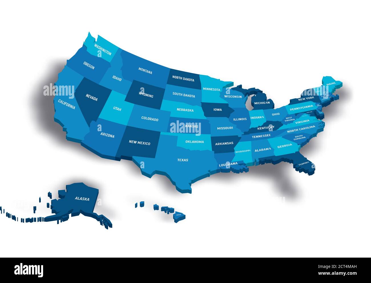 Map Of United States Of America USA With State Postal Abbreviations Map Of United States Of America Usa With State Postal Abbreviations 3d Vector Map With Dropped Shadow 2CT4MAH
