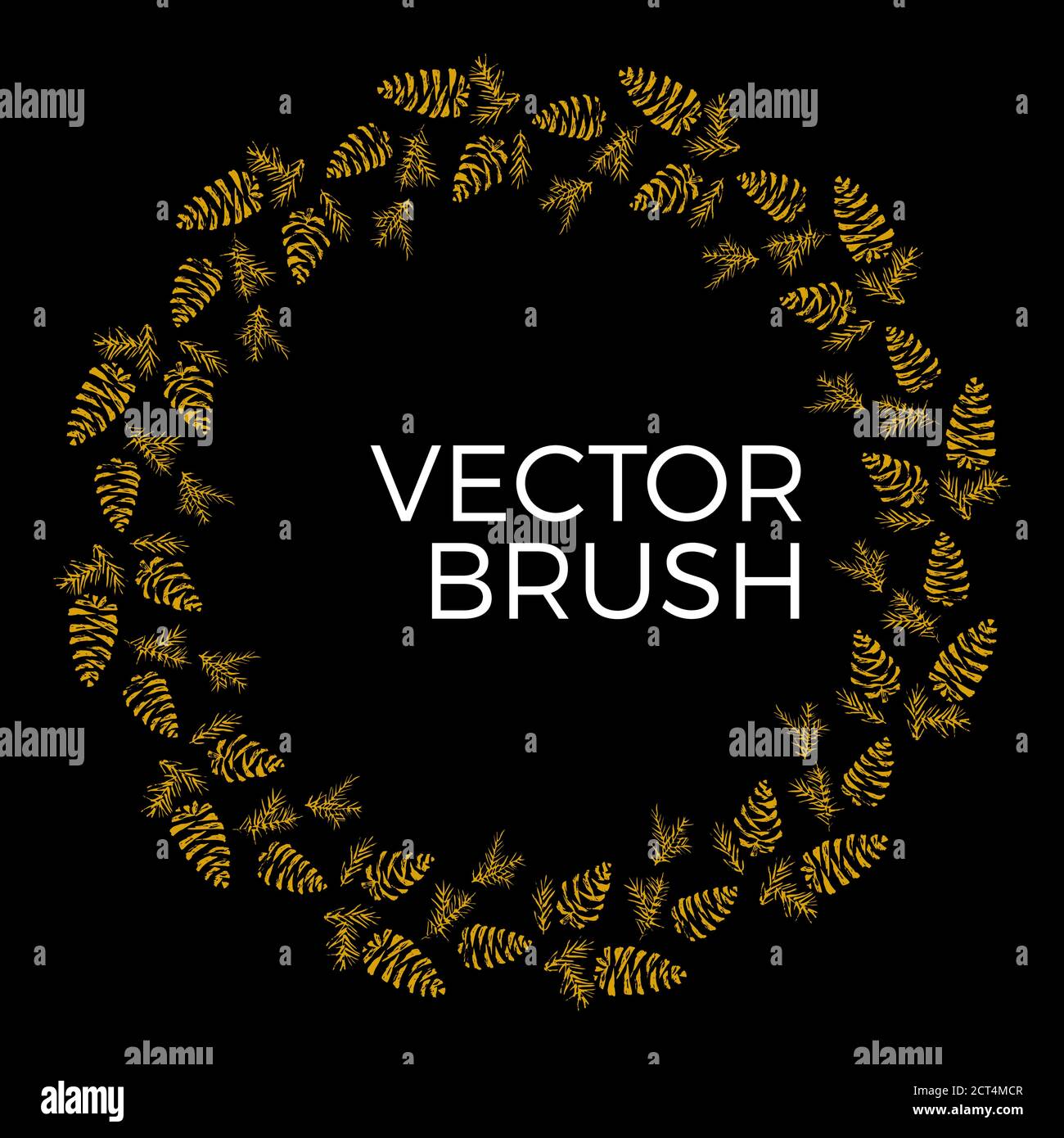 Pine cones vector seamless brush. Christmas Wreath Stock Vector