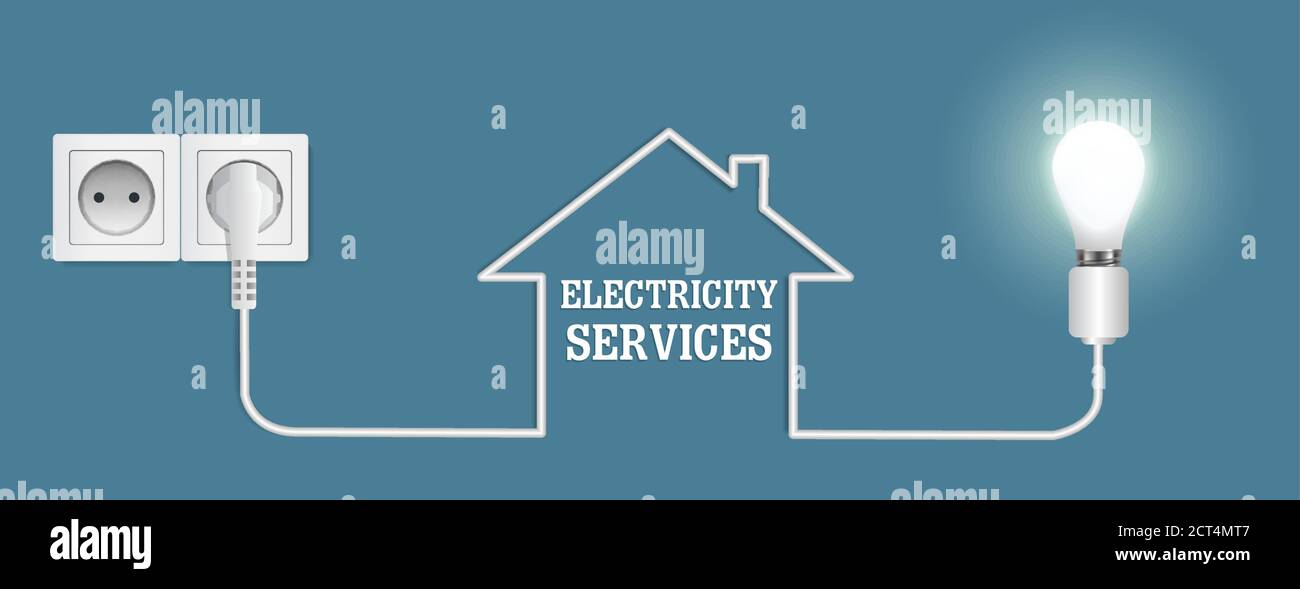 Electricity services, vector poster banner design template Stock Vector