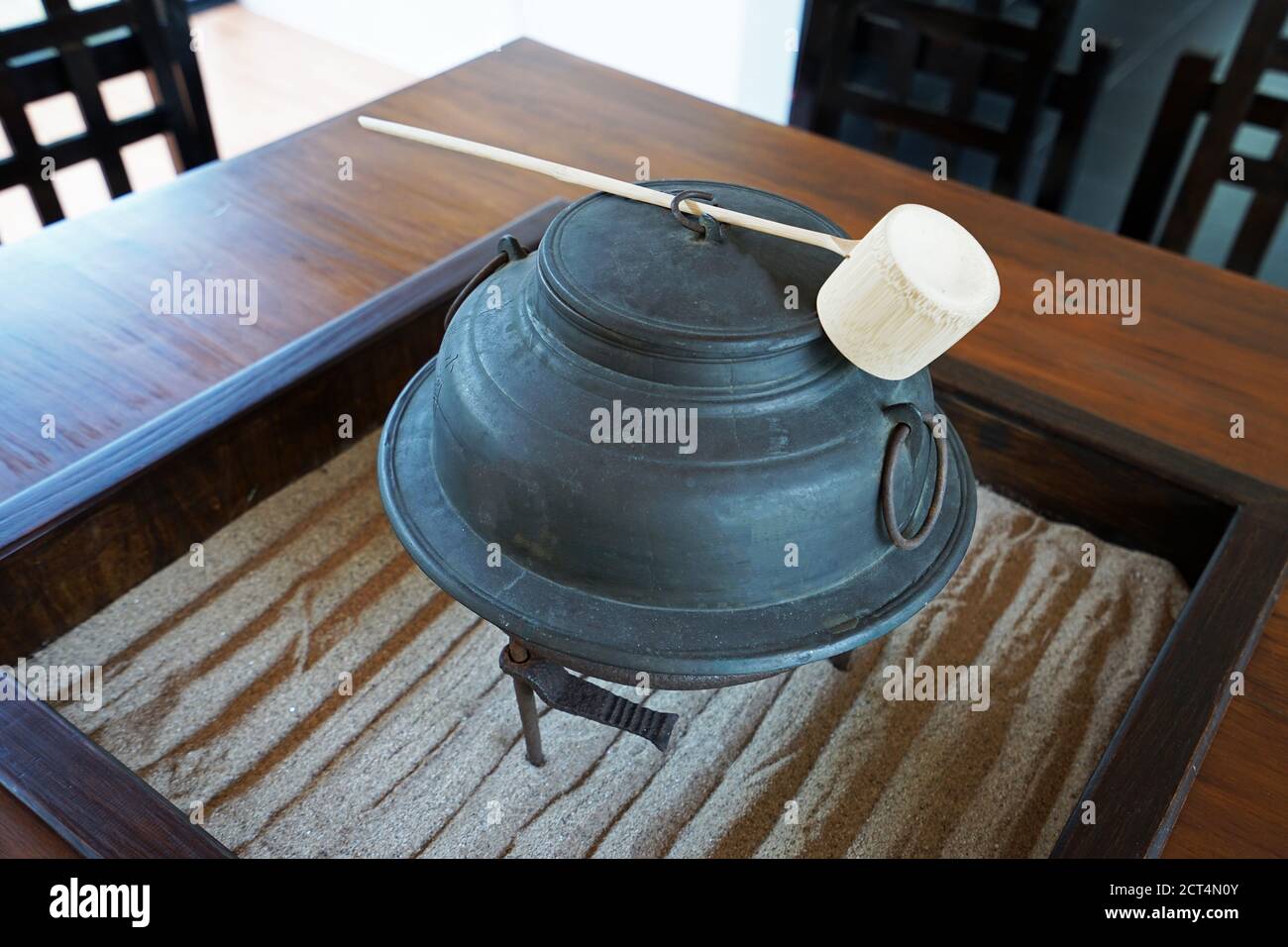 Irori, Fireplace inside of traditional Japanese house used for cooking food and drink Stock Photo