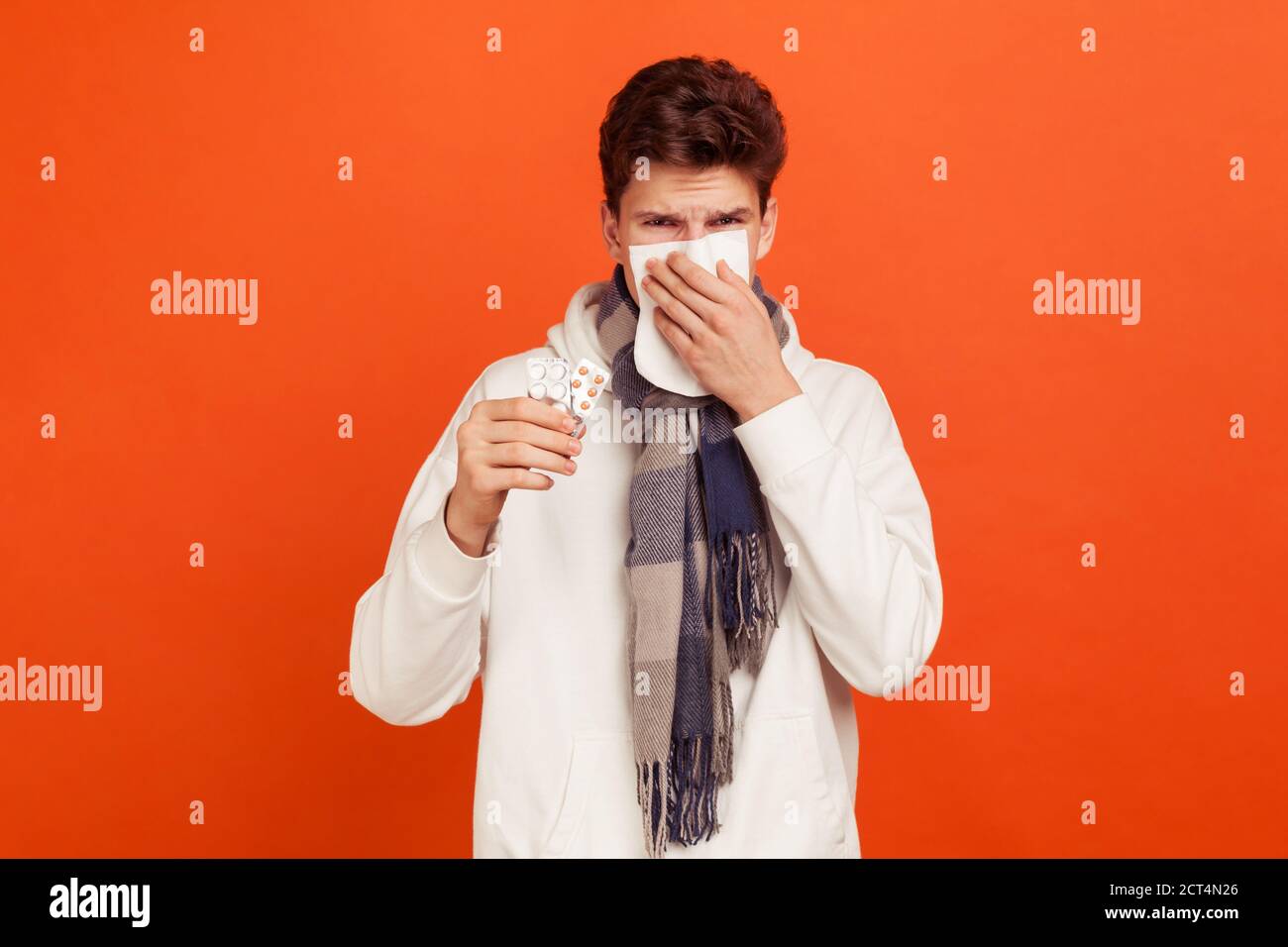 Sad man in scarf have a flu Stock Photo by ©konstantynov 69269213
