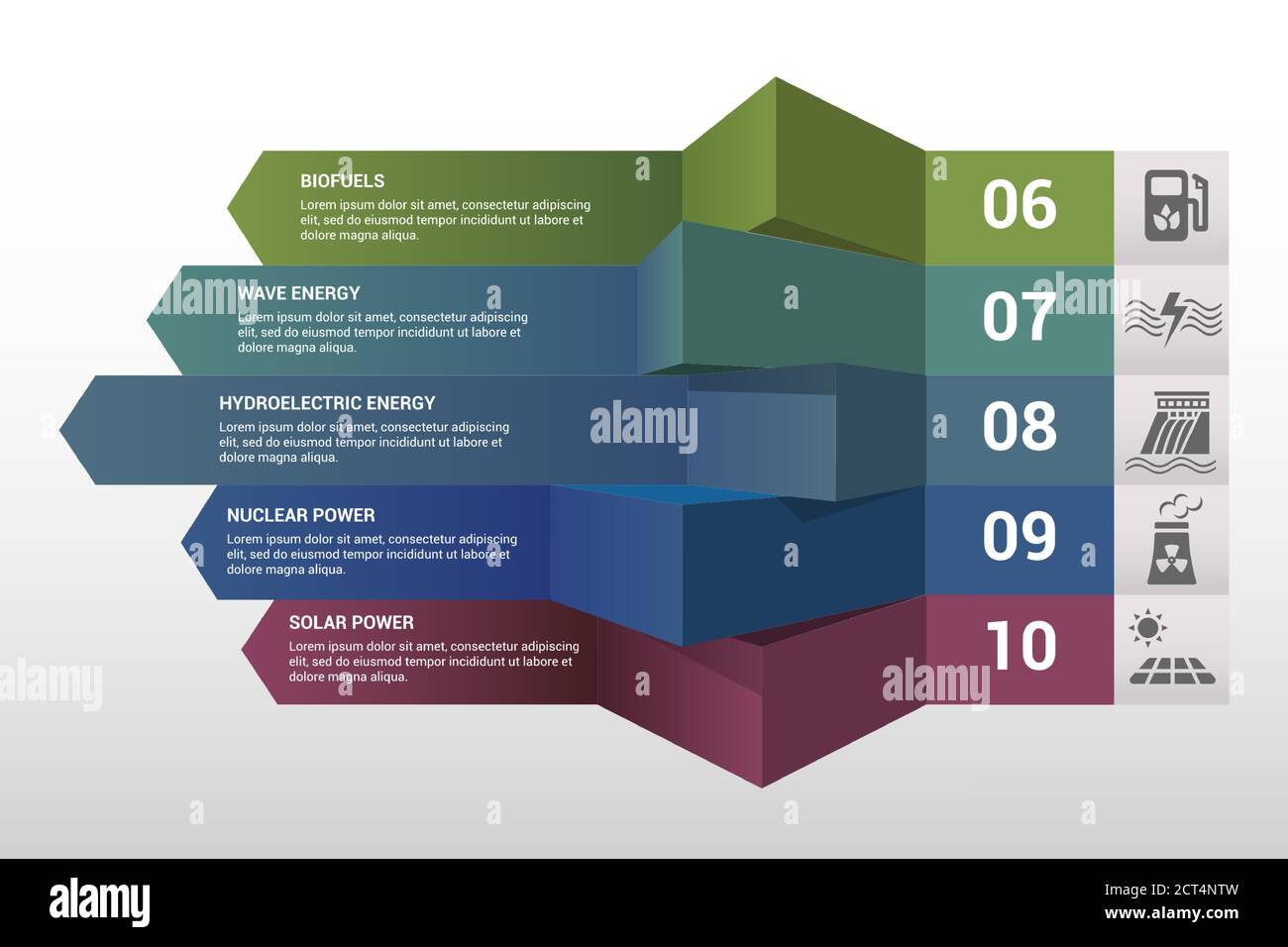 Infographic Alternative Energy template. Icons in different colors ...