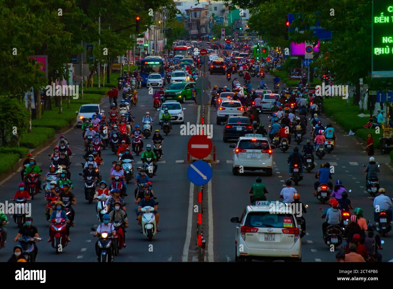 A traffic jam at the downtown in Ho Chi Minh Vietnam long shot Stock Photo Alamy