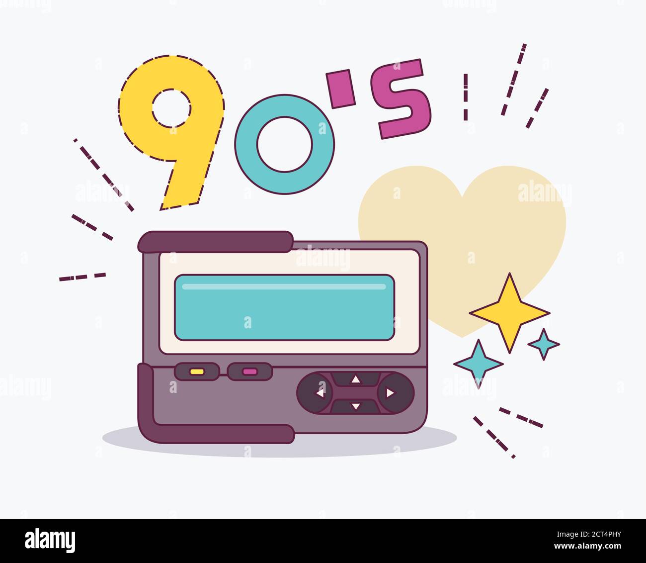Retro pop culture item from 90s. Retro element collections - Soviet pager. USSR. Vector illustration. Stock Vector