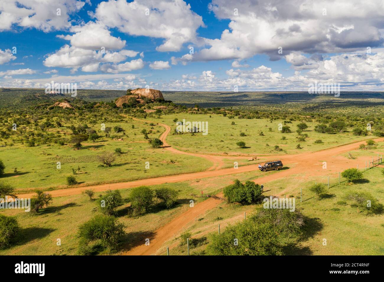 Baboon Rock at Sosian Ranch, Laikipia County, Kenya drone Stock Photo