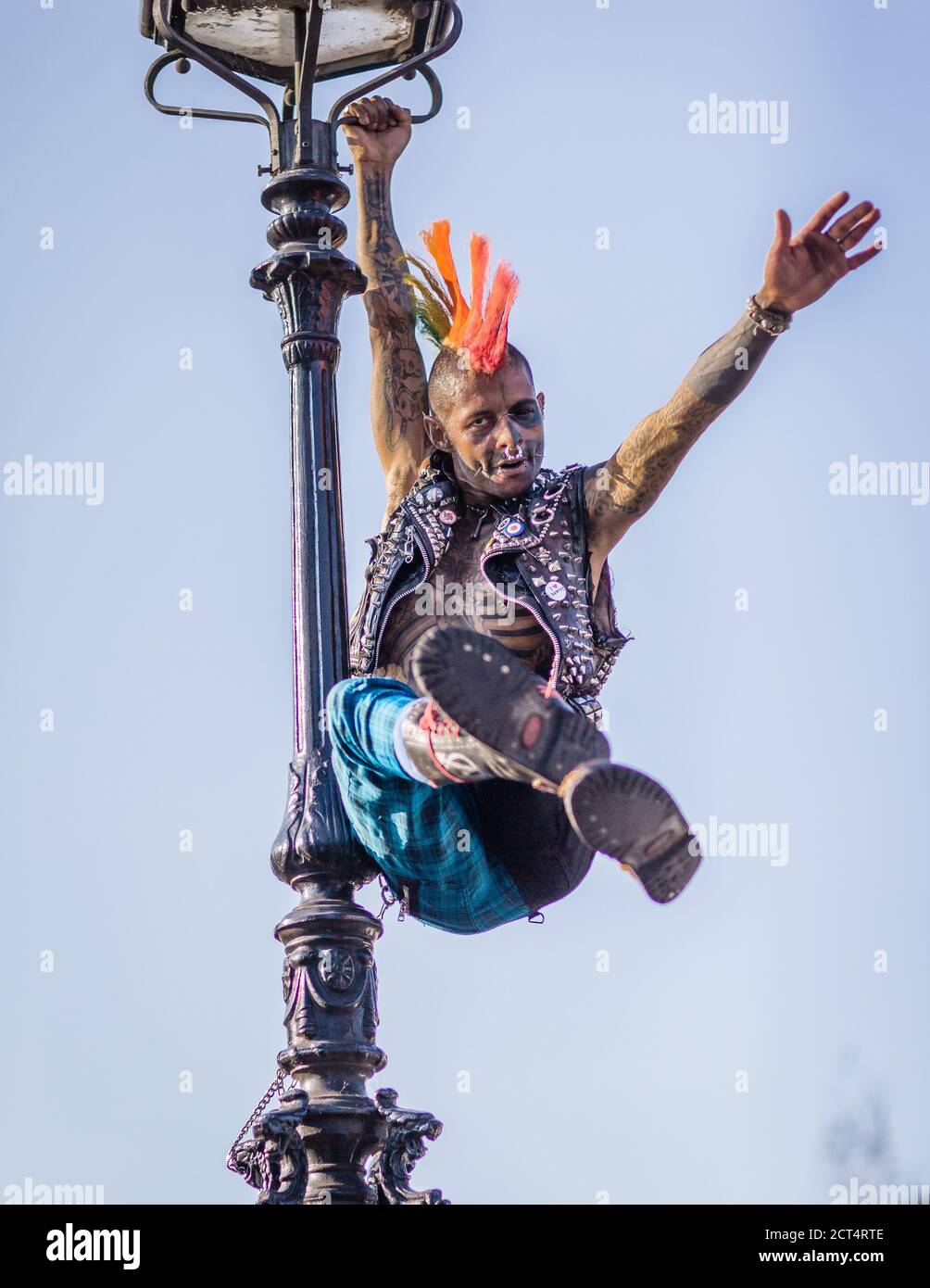 A punk hangs out in famous Camden in London. Stock Photo