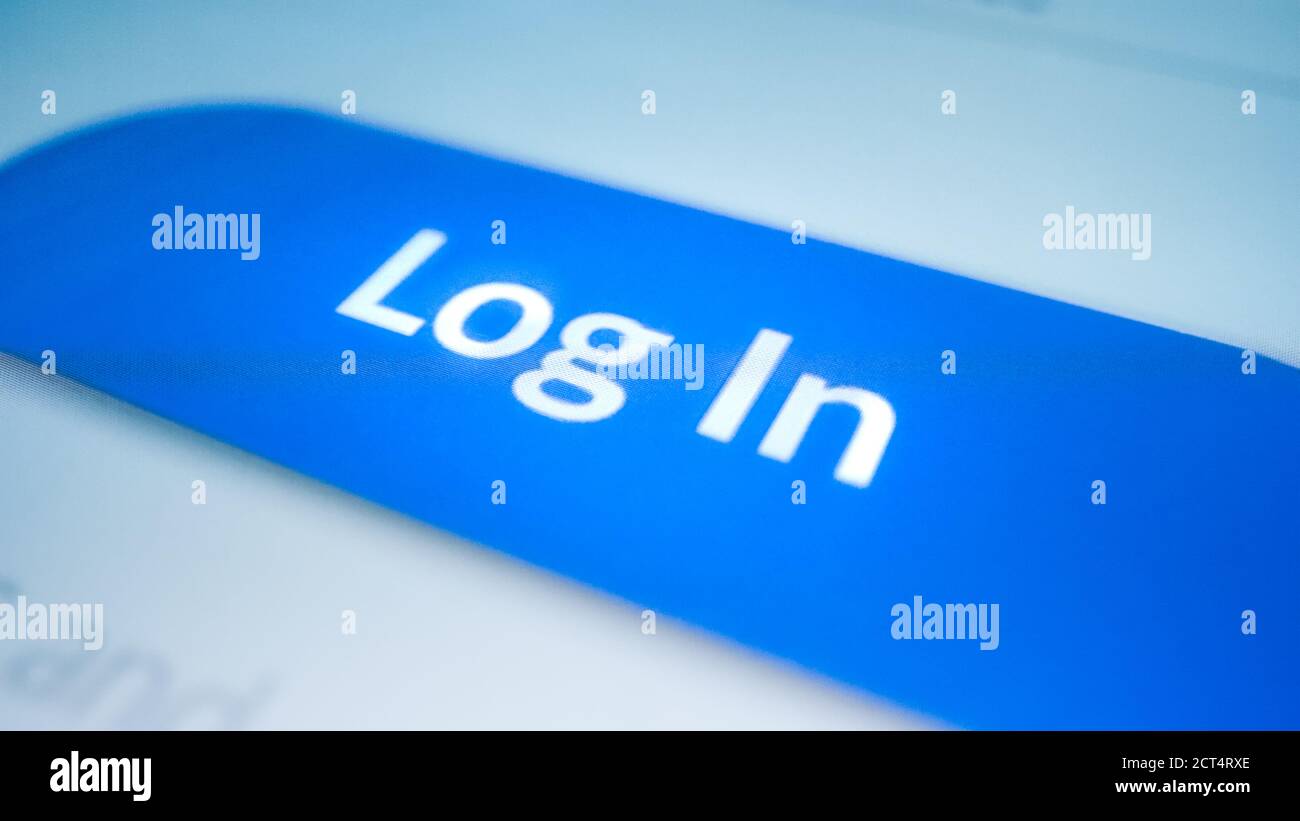 Close-up Macro Shot: Smartphone with Open Application Showing Authorization Screen asking to Enter Password Log In Button Activates. Touch Screen Stock Photo