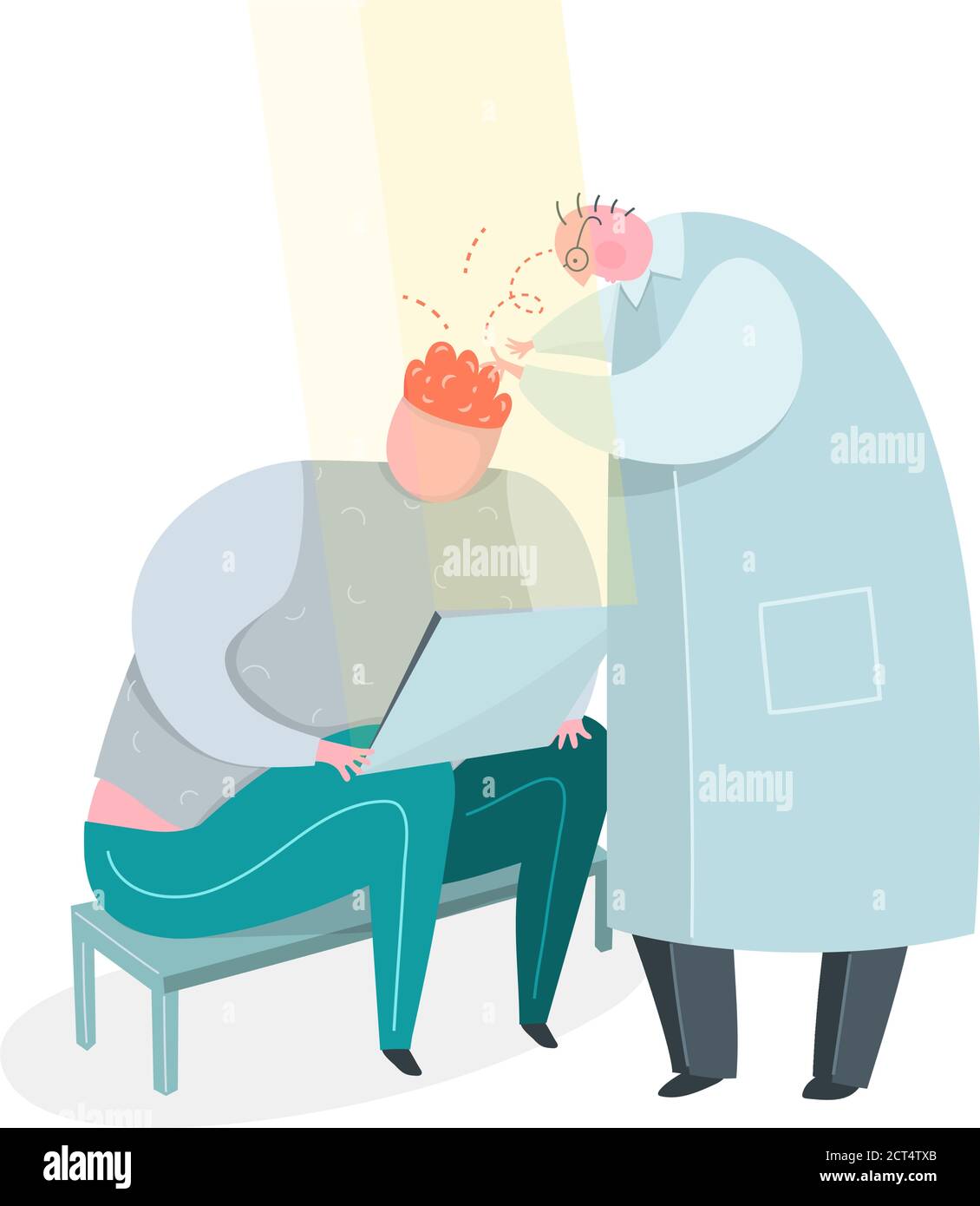 Computer and social media addiction treatment. Doctor and Patient Concept illustration Stock