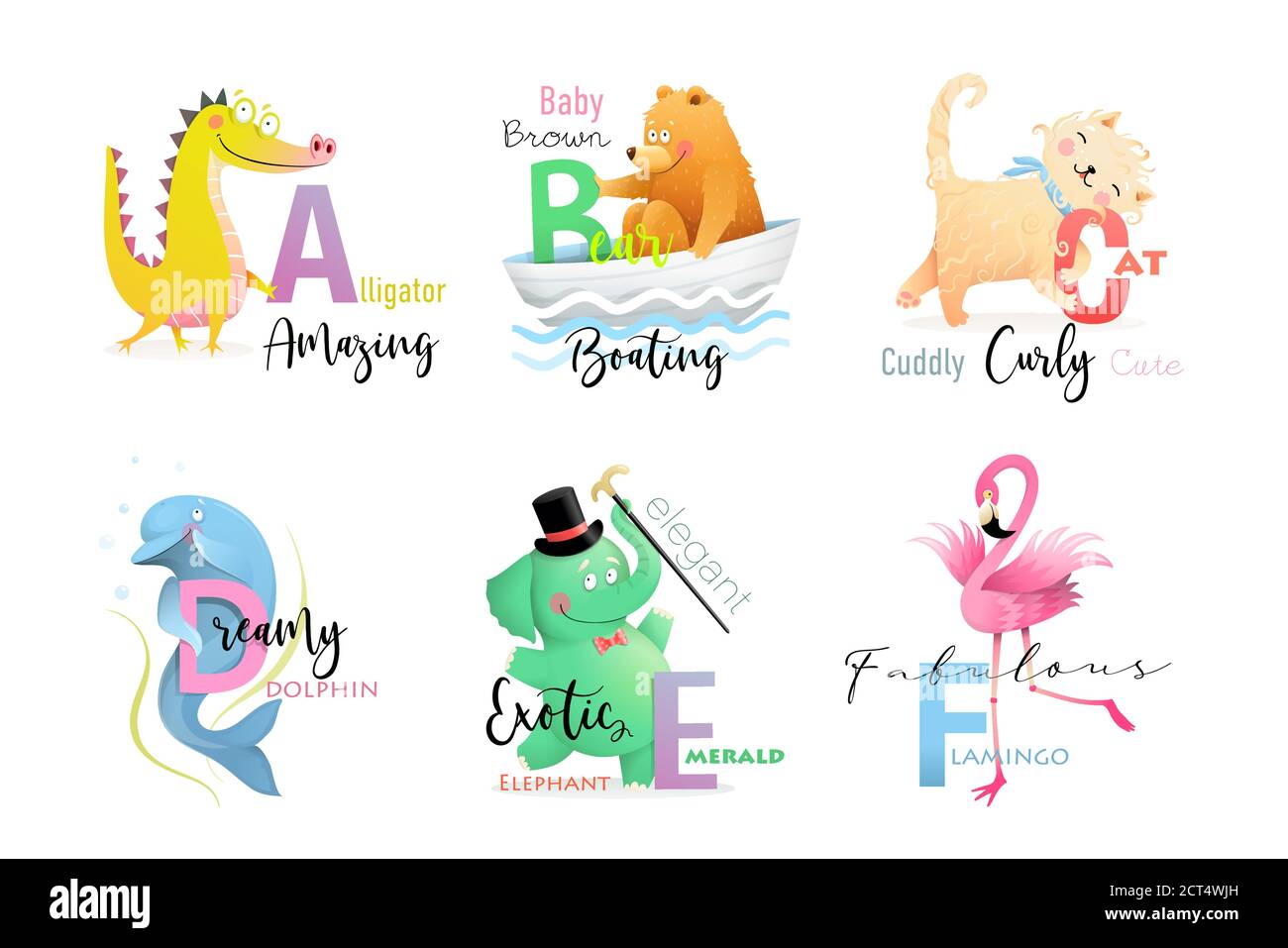 Animals School Alphabet Collection for Reading Stock Vector