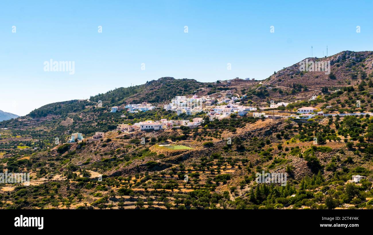 Panoramic view of Othos village in Karpathos, Greece Stock Photo