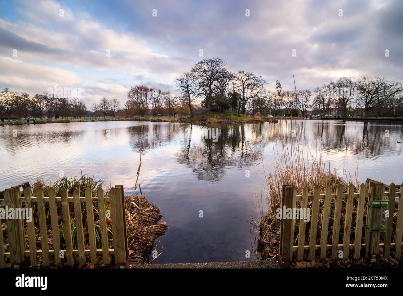 Lake in Clapham Common, Lambeth Borough, London, England, United Kingdom Stock Photo