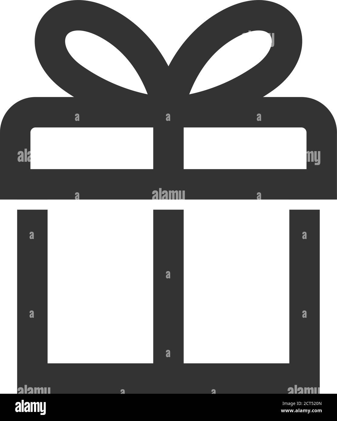 Gift box icon in thick outline style. Black and white monochrome vector ...