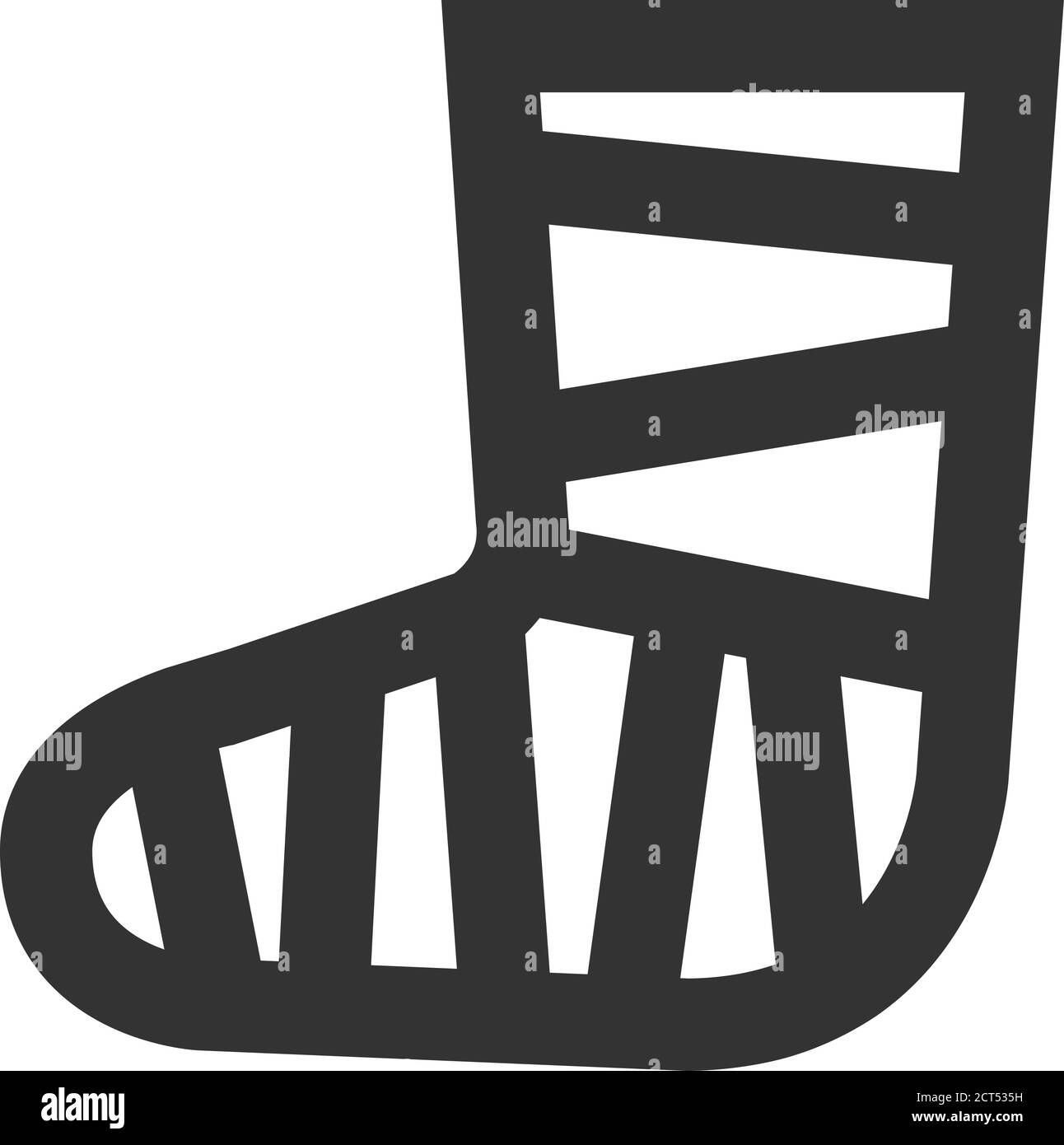 Injured foot icon in thick outline style. Black and white monochrome vector illustration. Stock Vector
